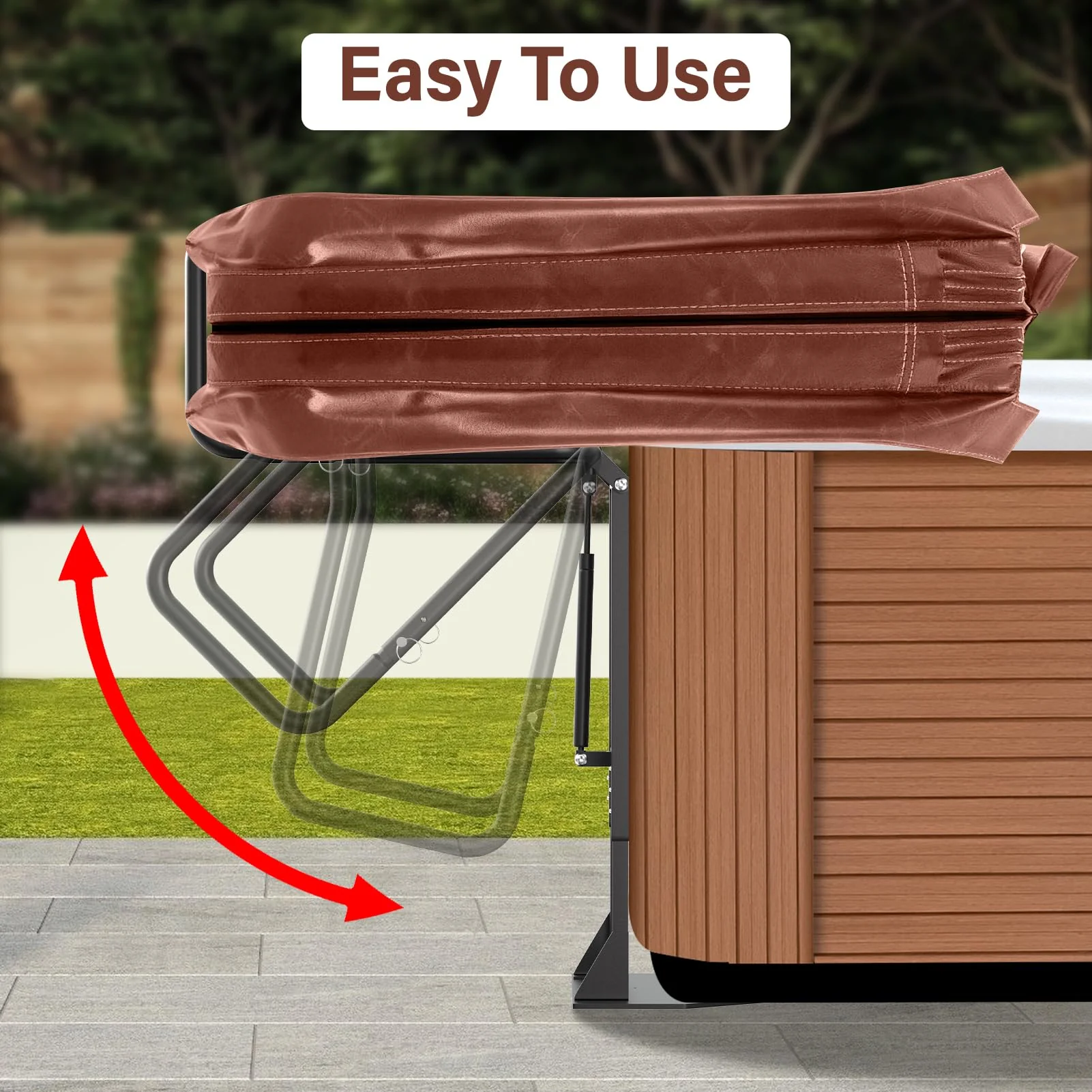 Aluminum Hydraulic Hot Tub Cover Lift, U-Shaped Bottom Insert Spa Cover Lifter, Adjustable Height from 25" to 39", Suitable for Round, Square and Other Shaped spas - Image 5