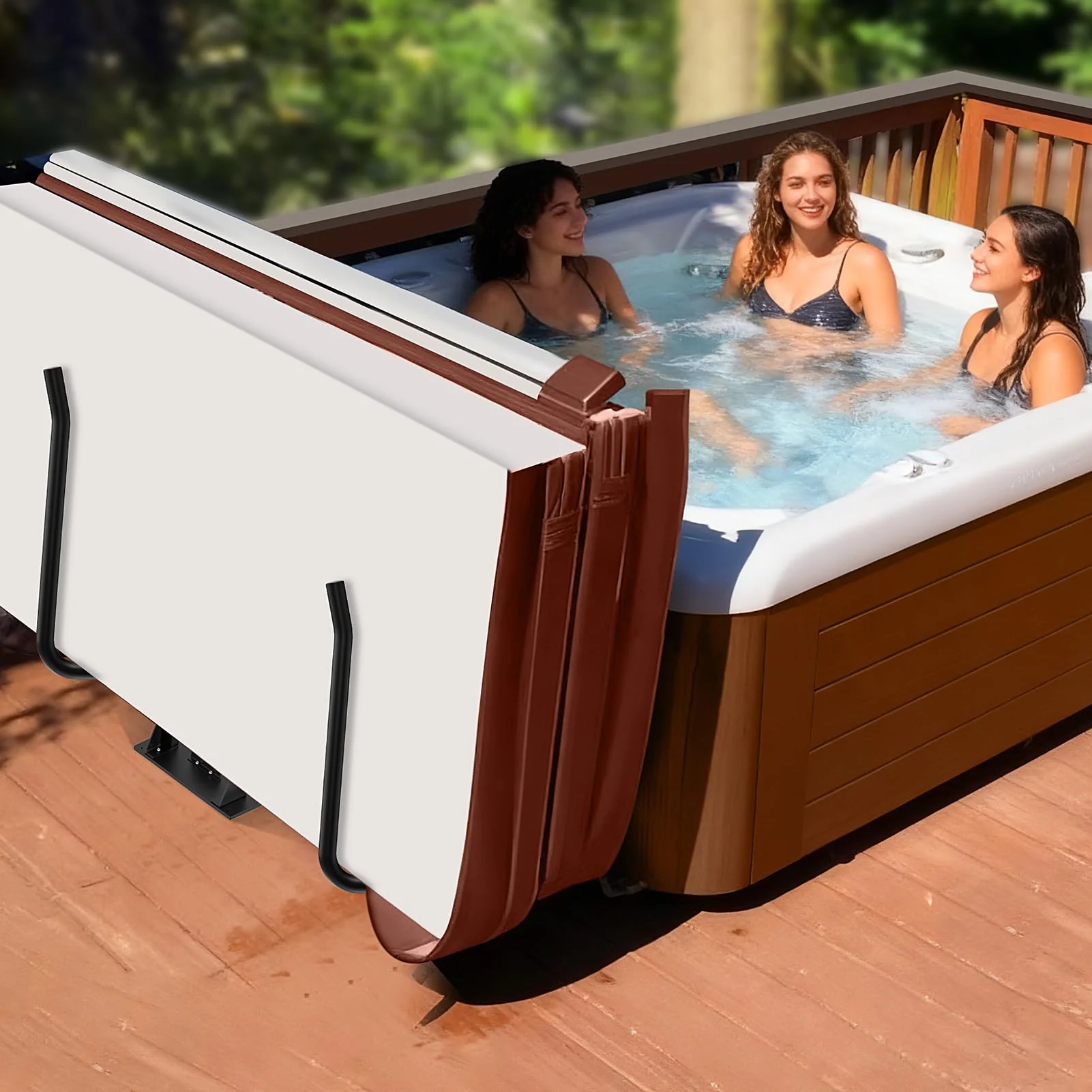 Aluminum Hydraulic Hot Tub Cover Lift, U-Shaped Bottom Insert Spa Cover Lifter, Adjustable Height from 25" to 39", Suitable for Round, Square and Other Shaped spas - Image 7