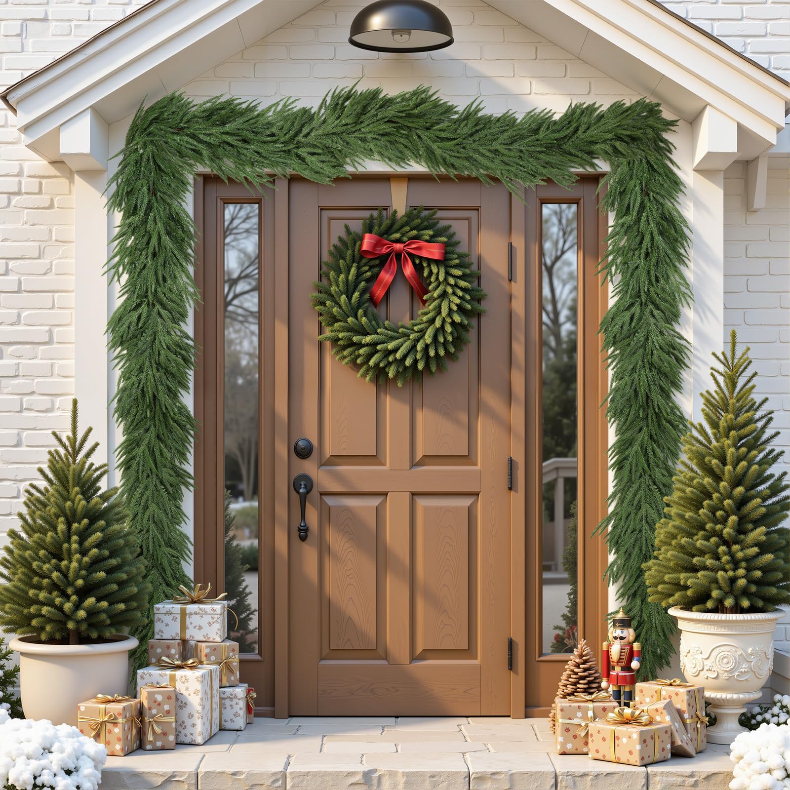 Alupssuc 9ft Christmas Garland, Real Touch Norfolk Pine Garland - Pine Garland, Artificial Greenery Christmas Garland for Mantle, Table, Fireplace, Indoor, Outdoor Christmas Decorations - Image 3