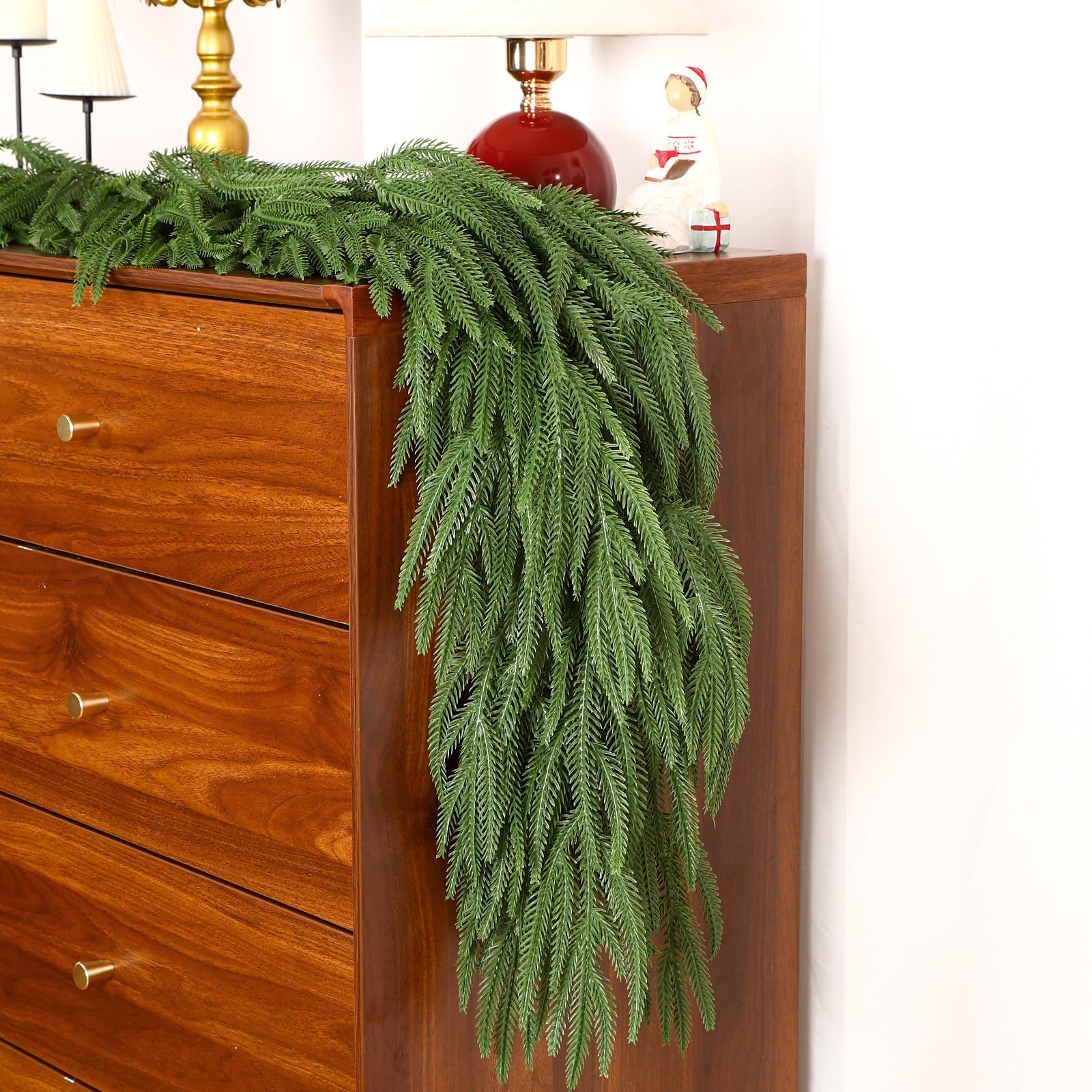 Alupssuc 9ft Christmas Garland, Real Touch Norfolk Pine Garland - Pine Garland, Artificial Greenery Christmas Garland for Mantle, Table, Fireplace, Indoor, Outdoor Christmas Decorations - Image 4