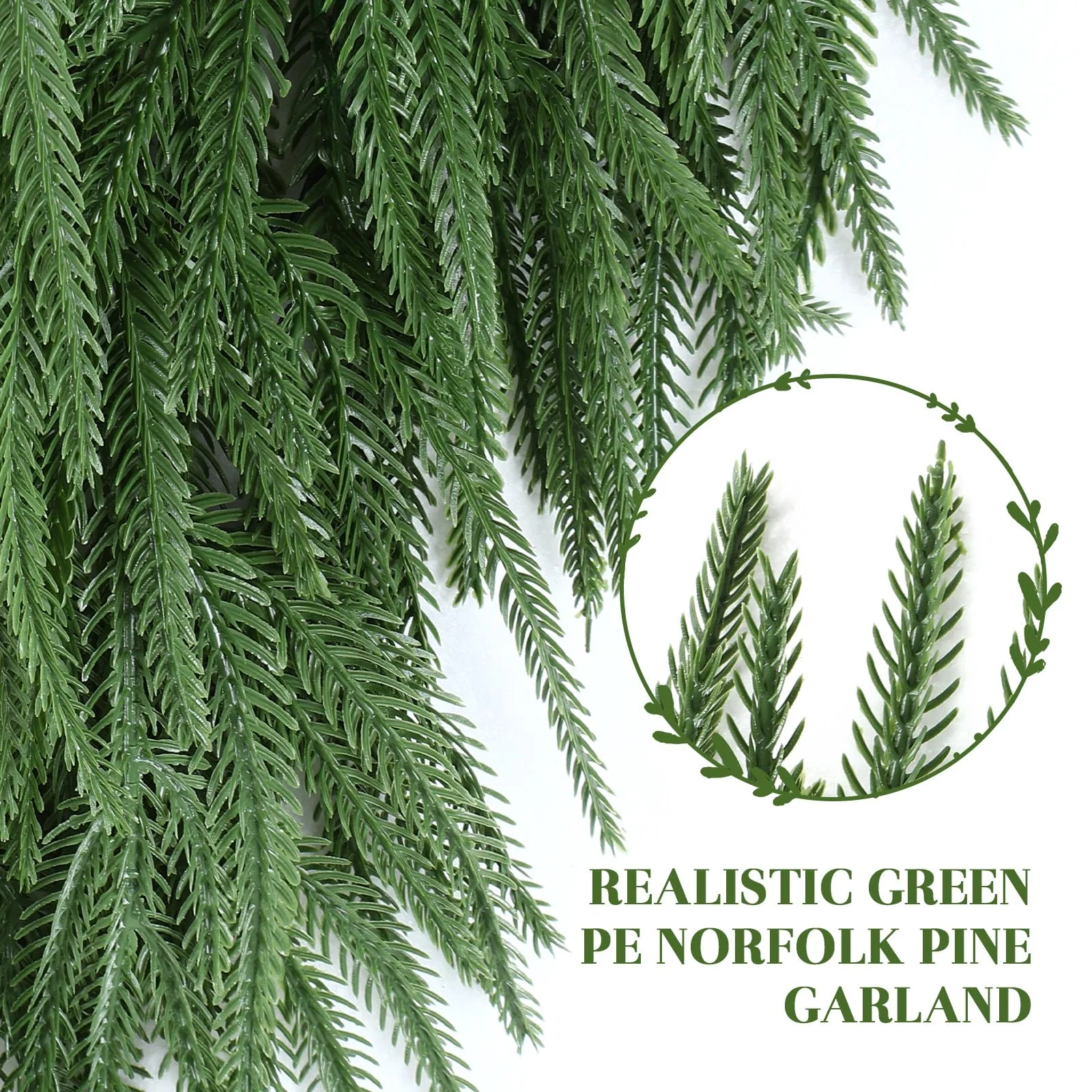 Alupssuc 9ft Christmas Garland, Real Touch Norfolk Pine Garland - Pine Garland, Artificial Greenery Christmas Garland for Mantle, Table, Fireplace, Indoor, Outdoor Christmas Decorations - Image 7