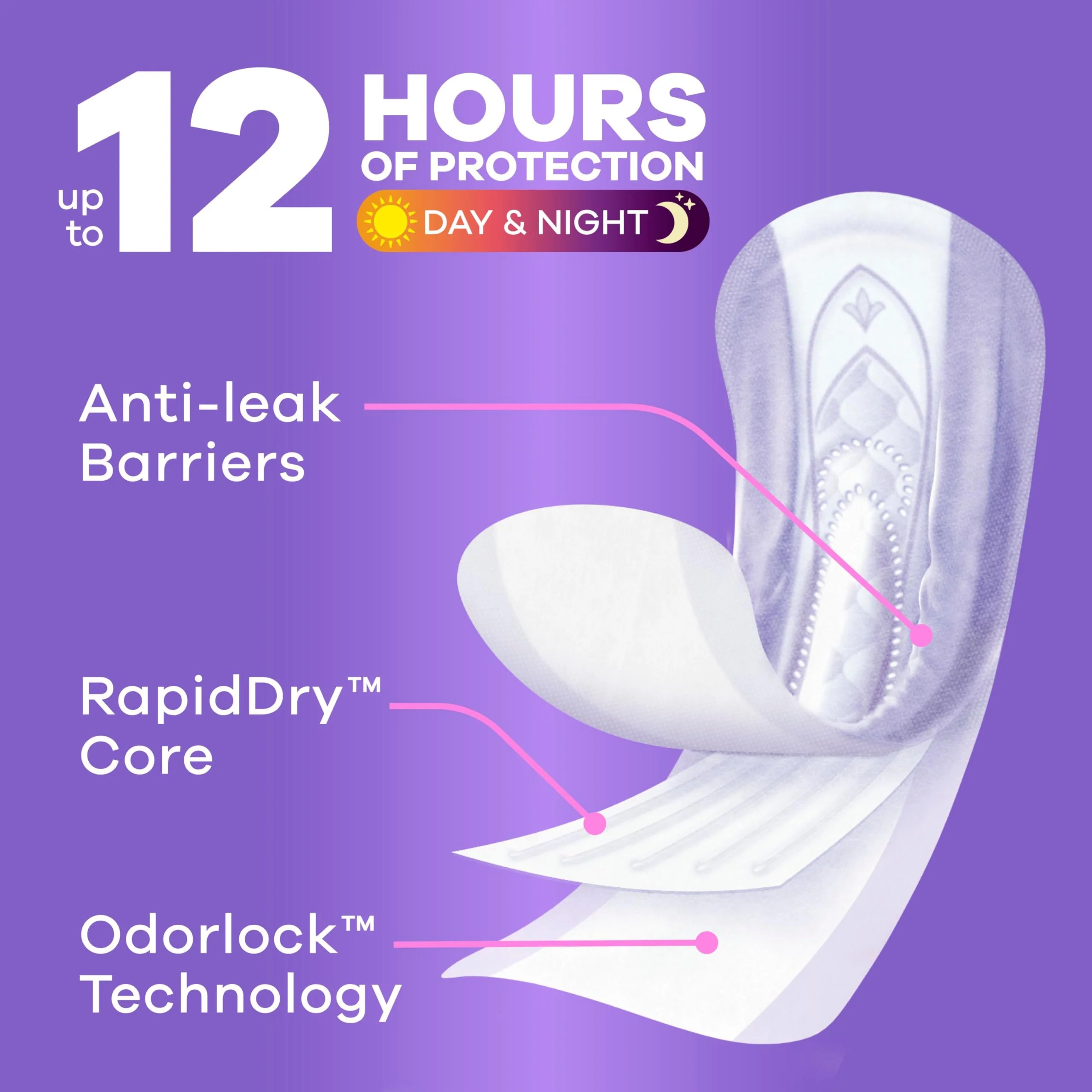 Always Discreet Adult Incontinence Pads for Women, Drier, 7 Drop Long Length, Ultra Absorbency, Pads for Bladder Control Management, Bladder Leaks, Overnight & Postpartum Pads, 104ct - Image 3