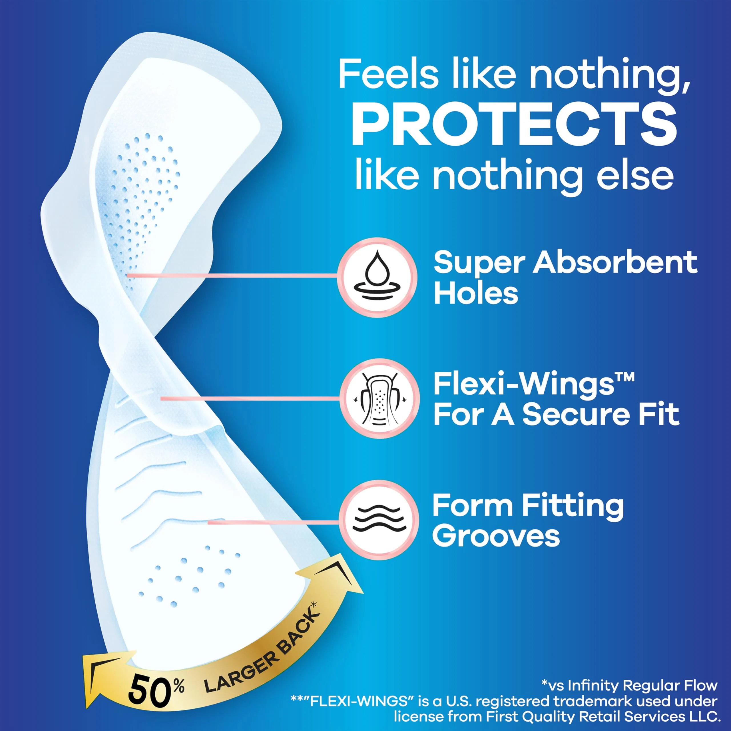 Always Infinity Feminine Pads for Women, Flexfoam Pads with Wings, Size 5, Extra Heavy Overnight Absorbency, Unscented, 66 Count (3 Packs of 22) - Image 2