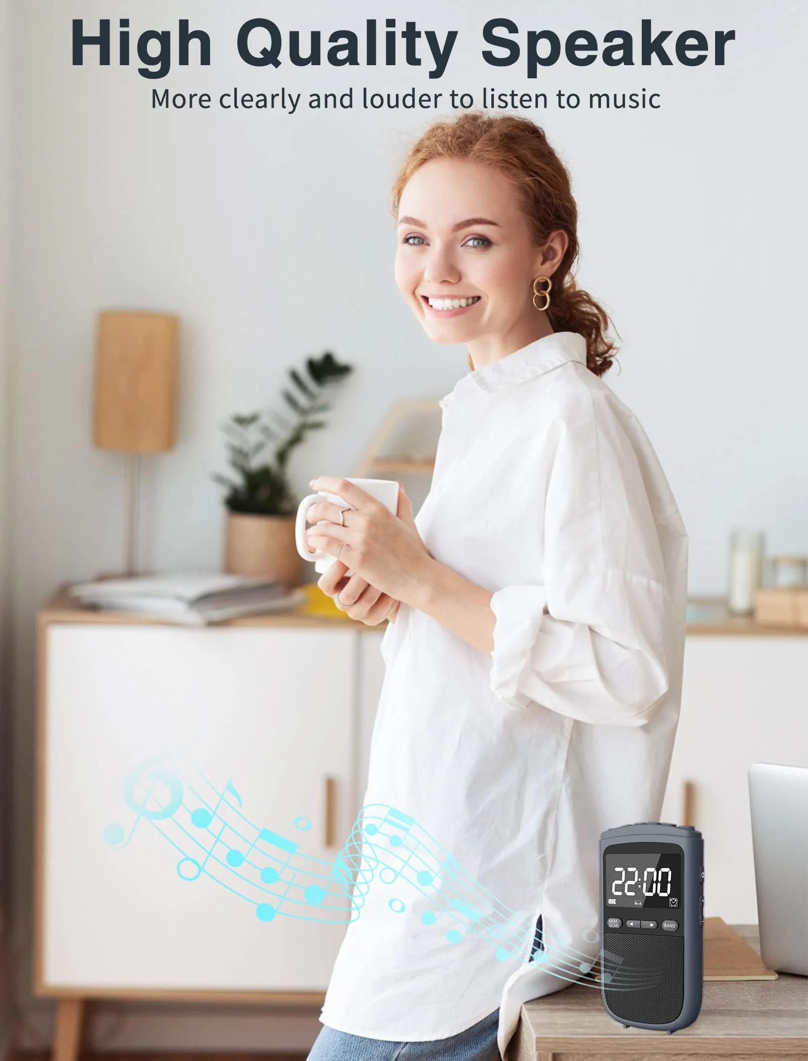 AM FM Walkman Radio:900mAh Rechargeable Portable Transistor Pocket Radio with Best Reception Digital Tuning, LCD Screen,Stereo Earphone Jack, Sleep Timer and Alarm Clock for Jogging,Walking Grey - Image 4