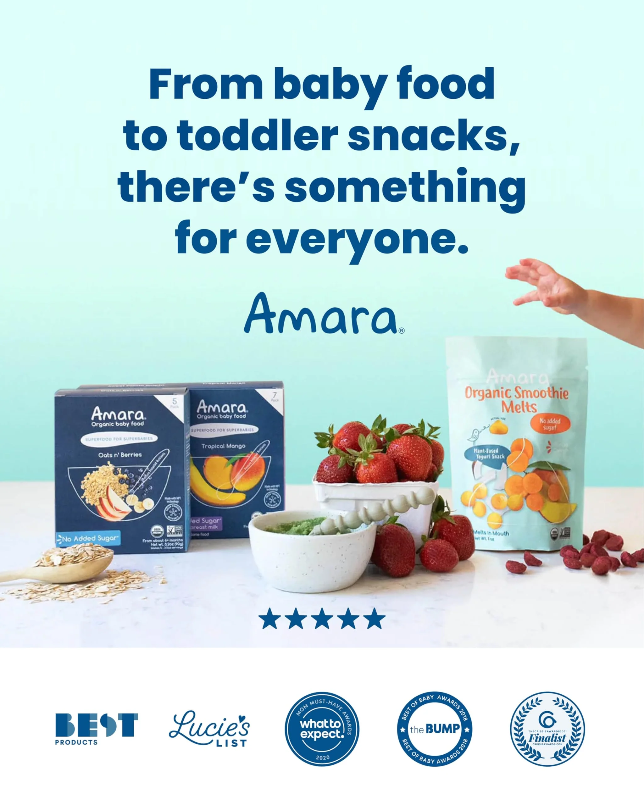 Amara Smoothie Melts - Mixed Red Berries - Baby Snacks Made With Fruits and Vegetables - Healthy Toddler Snacks For Your Kids Lunch Box - Organic Plant Based Yogurt Melts - 6 Resealable Bags - Image 2