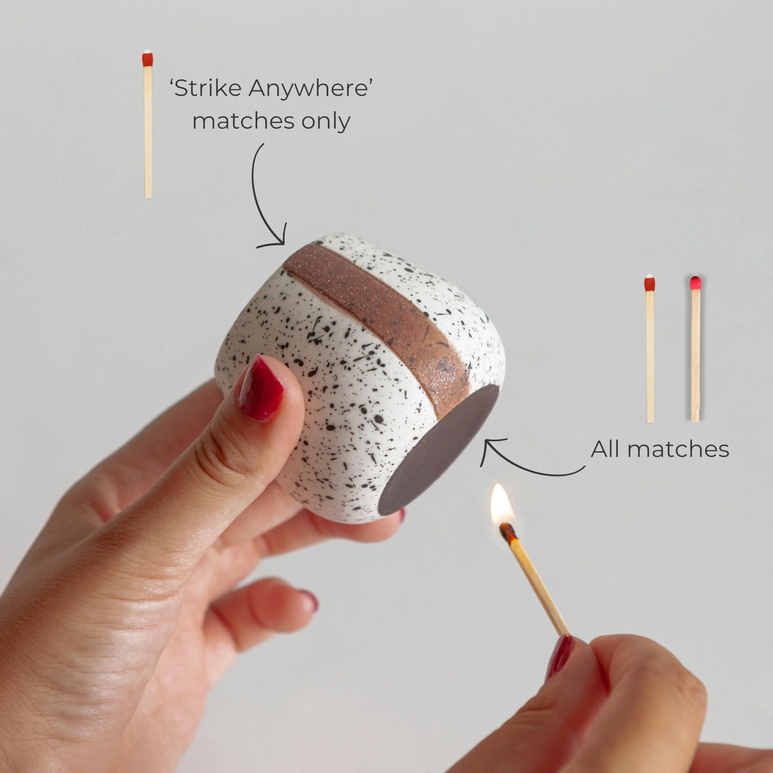 Amarcado Ceramic Match Holders with Striker - Set of 2 - Candle Accessories - Candle Lover Gifts - Housewarming Gift - Matches NOT included - Image 8