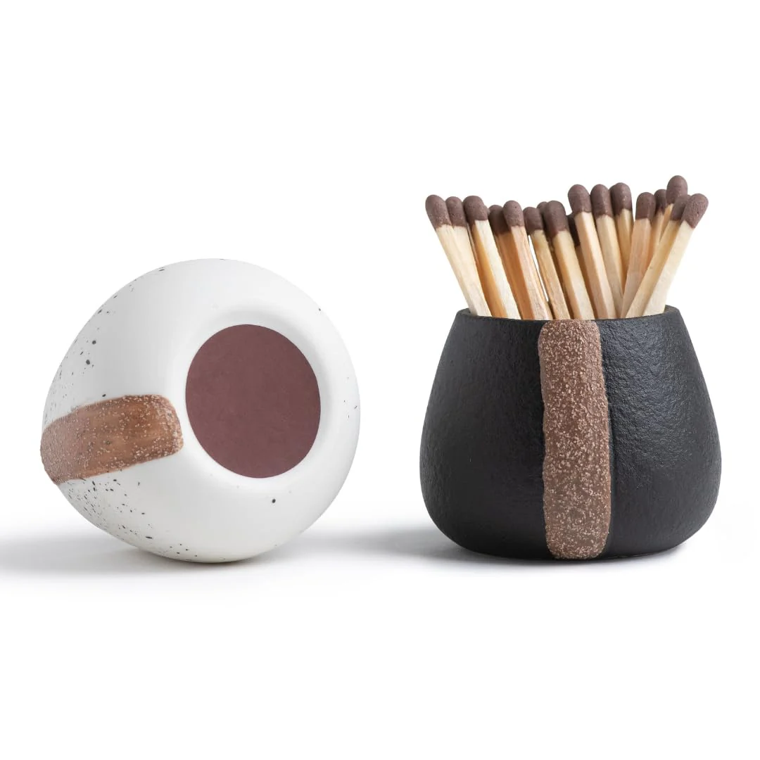 Amarcado Ceramic Match Holders with Striker - Set of 2 - Candle Accessories - Candle Lover Gifts - Housewarming Gift - Matches NOT included - Image 9