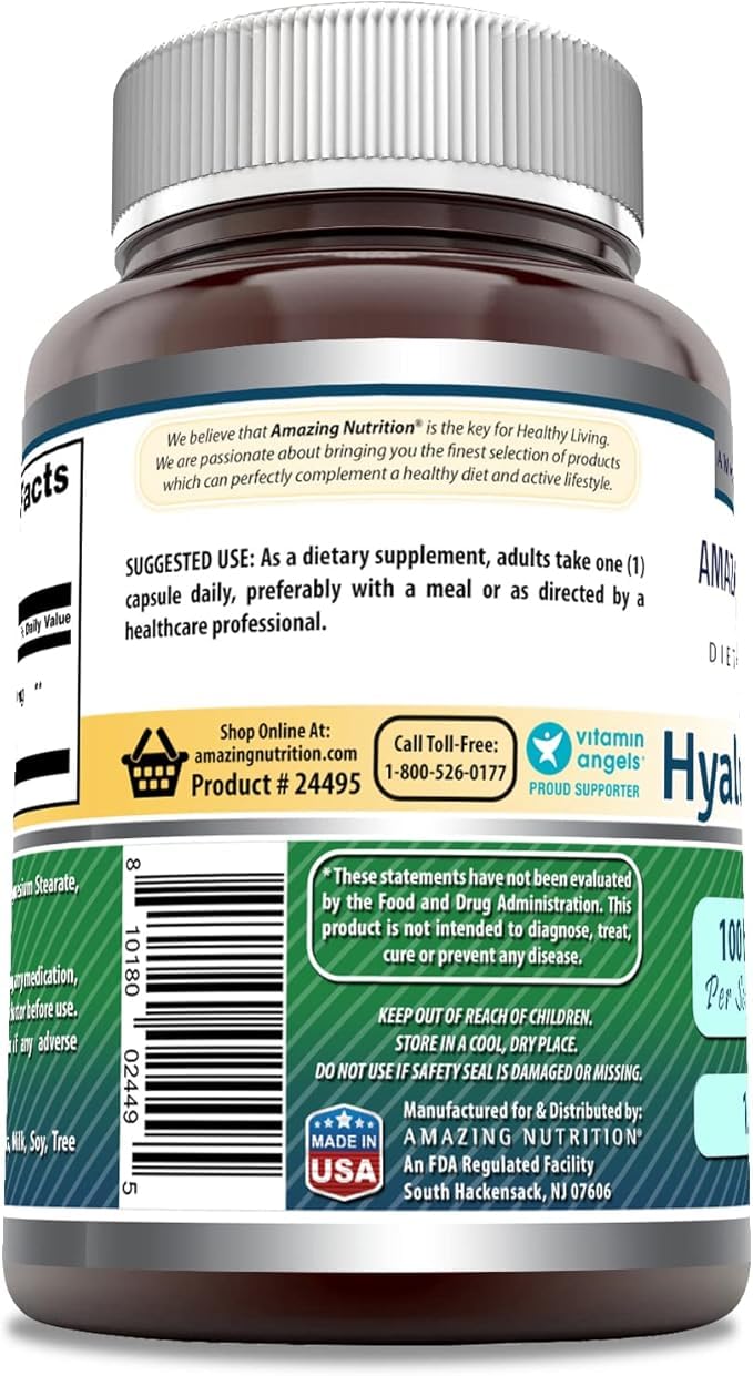 Amazing Formulas Hyaluronic Acid 100 Mg Supplement | Capsules | Non-GMO | Gluten-Free | Made in USA (120 Count, 3 Pack) - Image 7