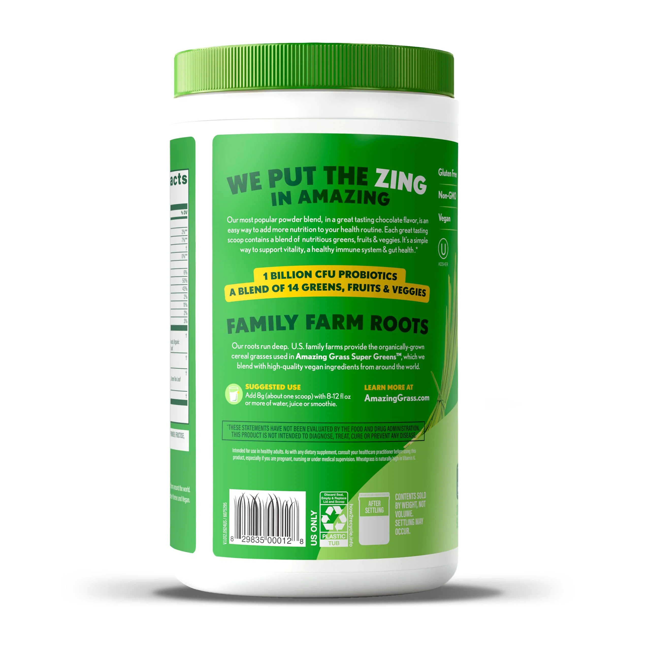 Amazing Grass Greens Blend Superfood: Super Greens Powder Smoothie Mix with Organic Spirulina, Chlorella, Beet Root Powder, Digestive Enzymes & Probiotics, Chocolate, 60 Servings (Packaging May Vary) - Image 8