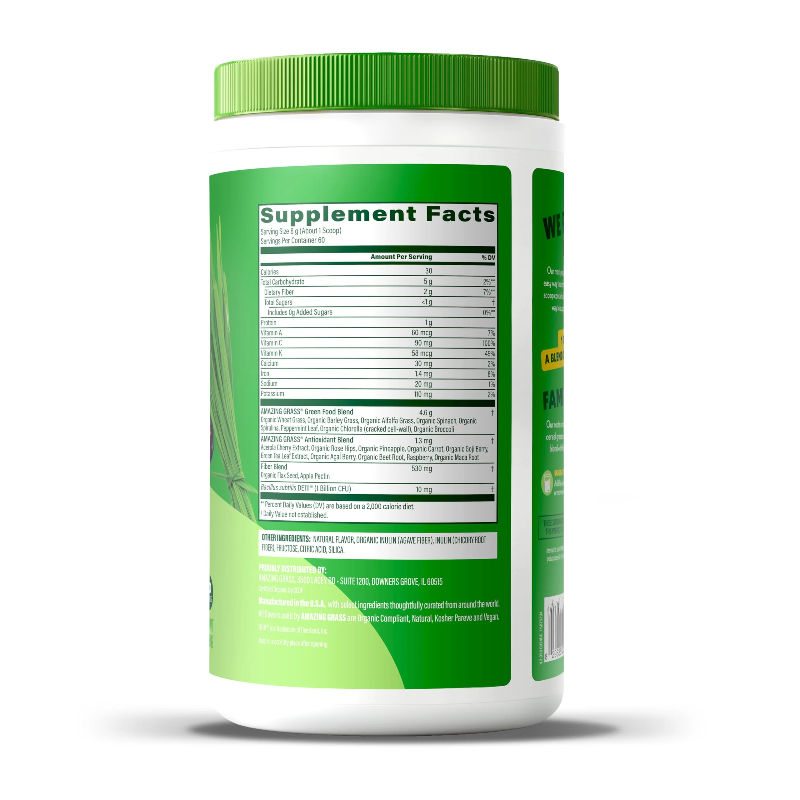 Amazing Grass Greens Blend Superfood: Super Greens Powder Smoothie Mix with Spirulina,Chlorella,Beet Root Powder,Digestive Enzymes & Probiotics,Berry,60 Servings (Packaging May Vary),(Pack of 2) - Image 9