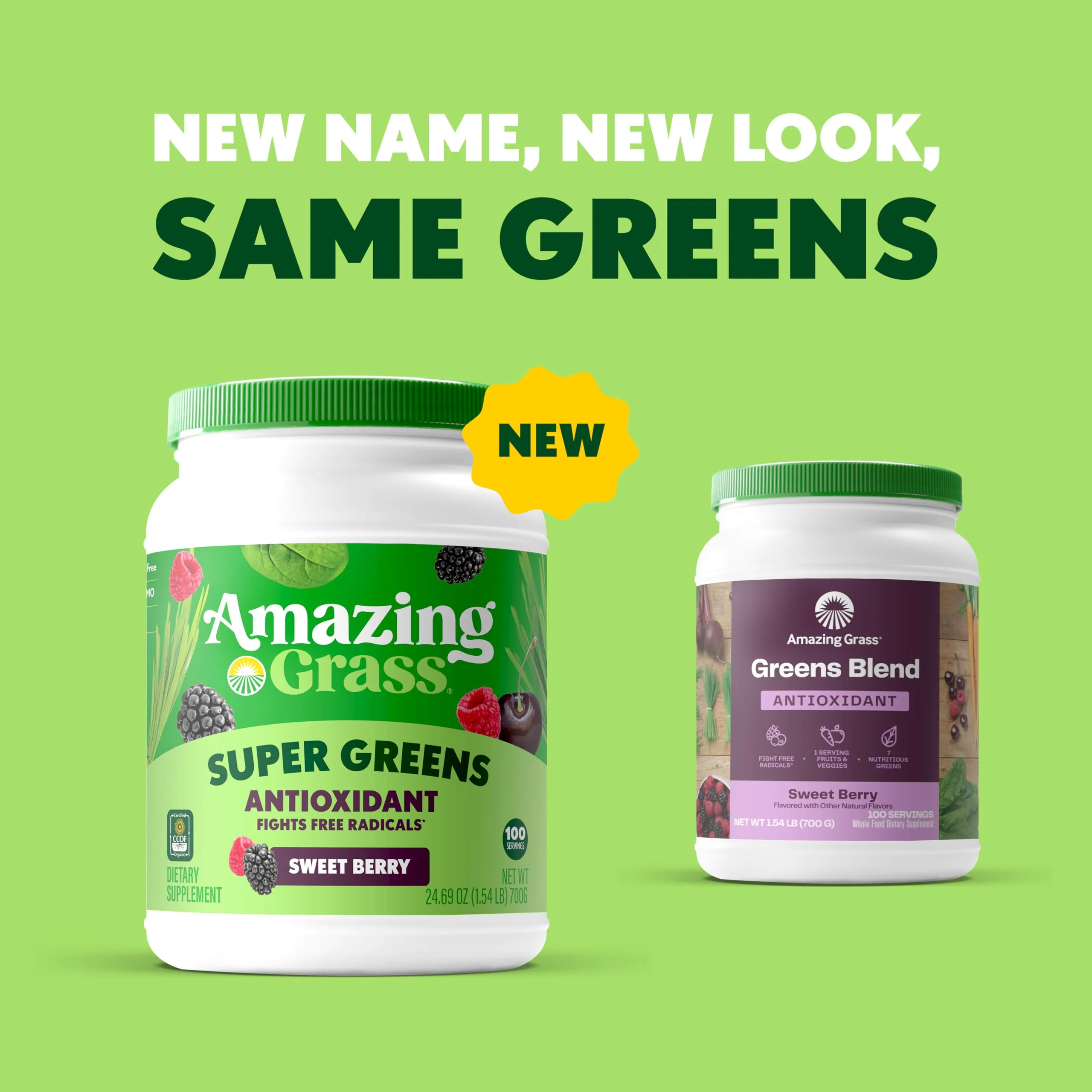 Amazing Grass Greens Superfood Antioxidant: Greens Powder with Organic Spirulina, Beet Root Powder, Elderberry & Probiotics, Sweet Berry, 100 Servings (Packaging May Vary) - Image 2