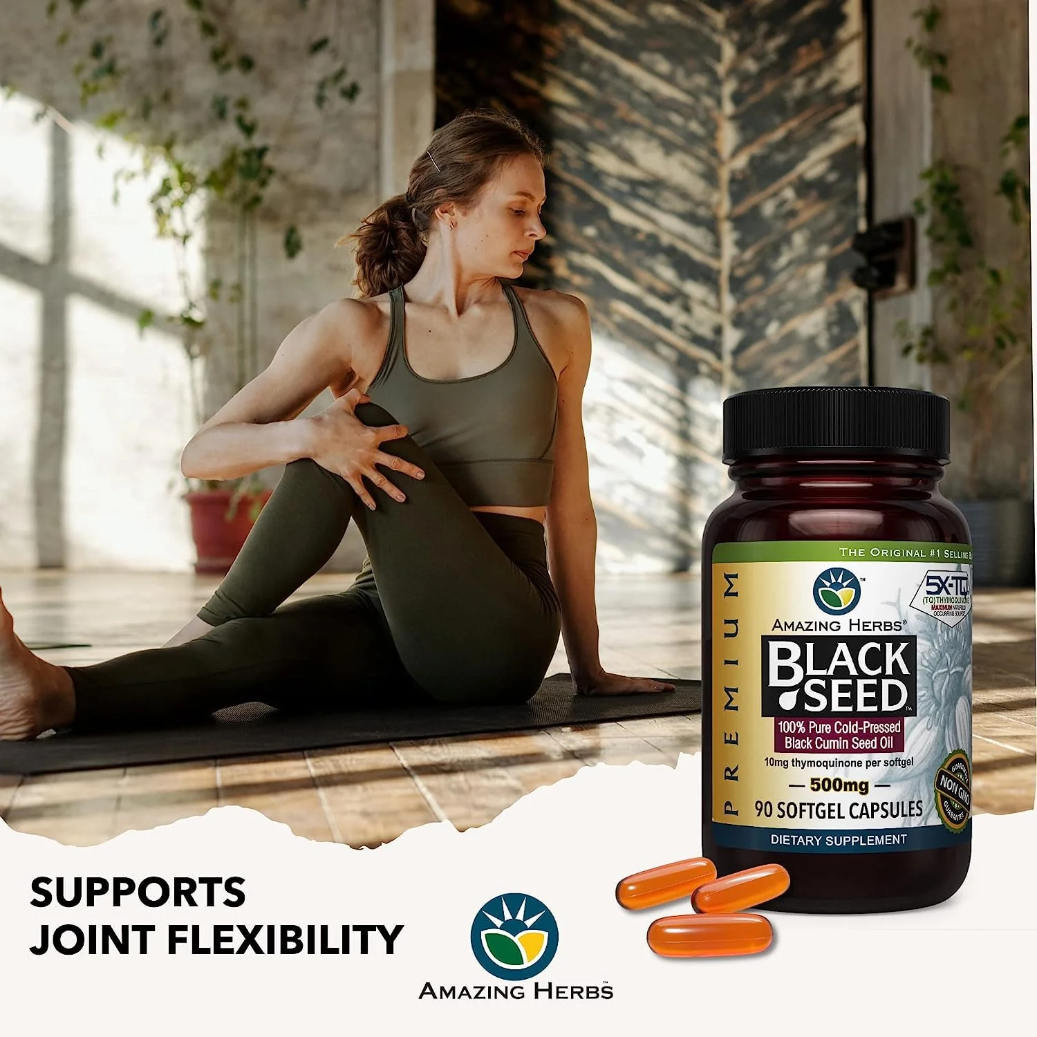Amazing Herbs Premium Black Seed Oil Capsules - Gluten Free, Non GMO, Cold Pressed Nigella Sativa Aids in Digestive Health, Immune Support- 90 Count, (Pack of 2) - Image 2