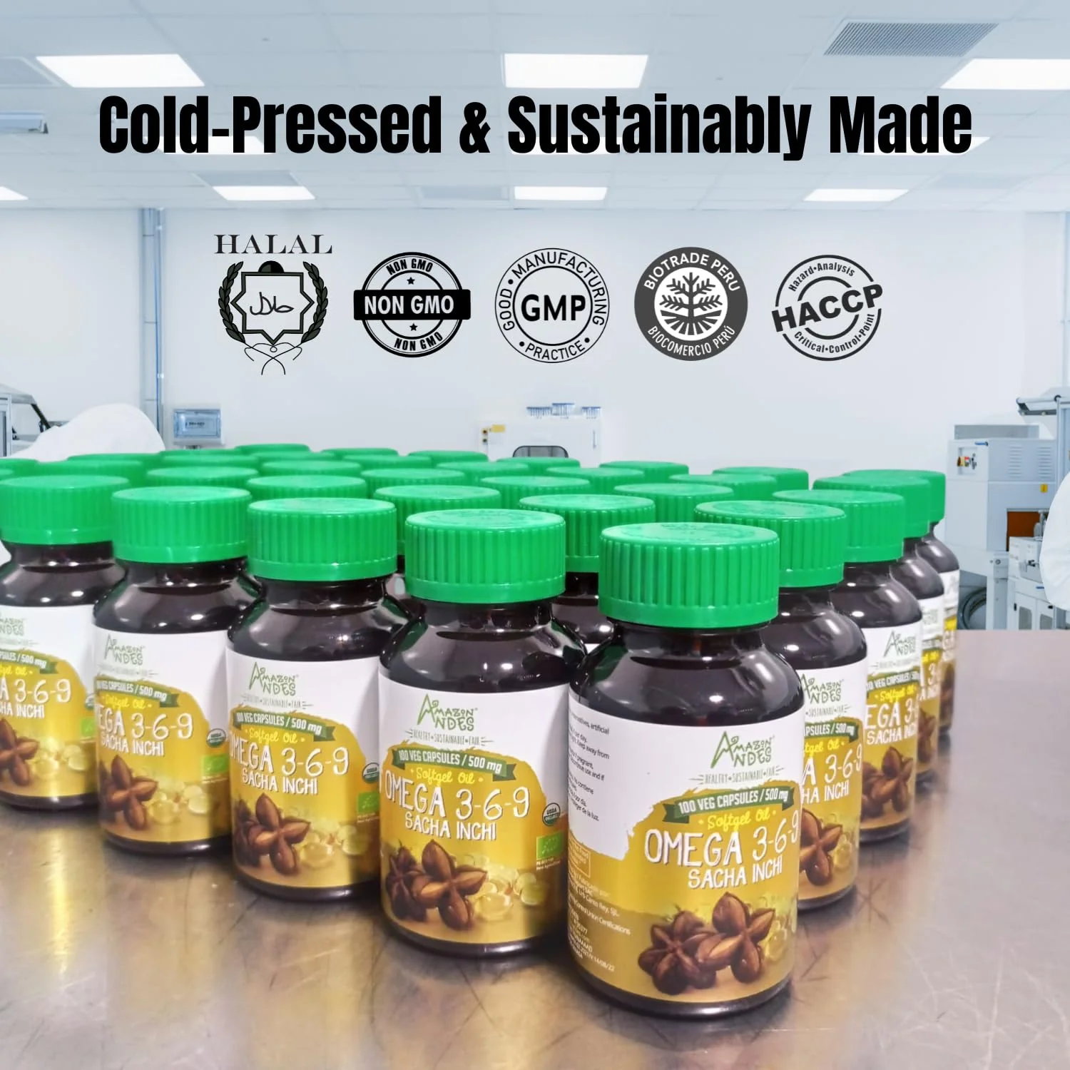 Amazon Andes Sacha Inchi Oil Capsules 500mg - Omega 3 6 9 Fatty Acids from Peru - 100 Softgels - Cold Pressed Virgin Inca Peanut Oil - Plukenetia Volubilis - Vegan Plant Based Non-GMO - Image 3