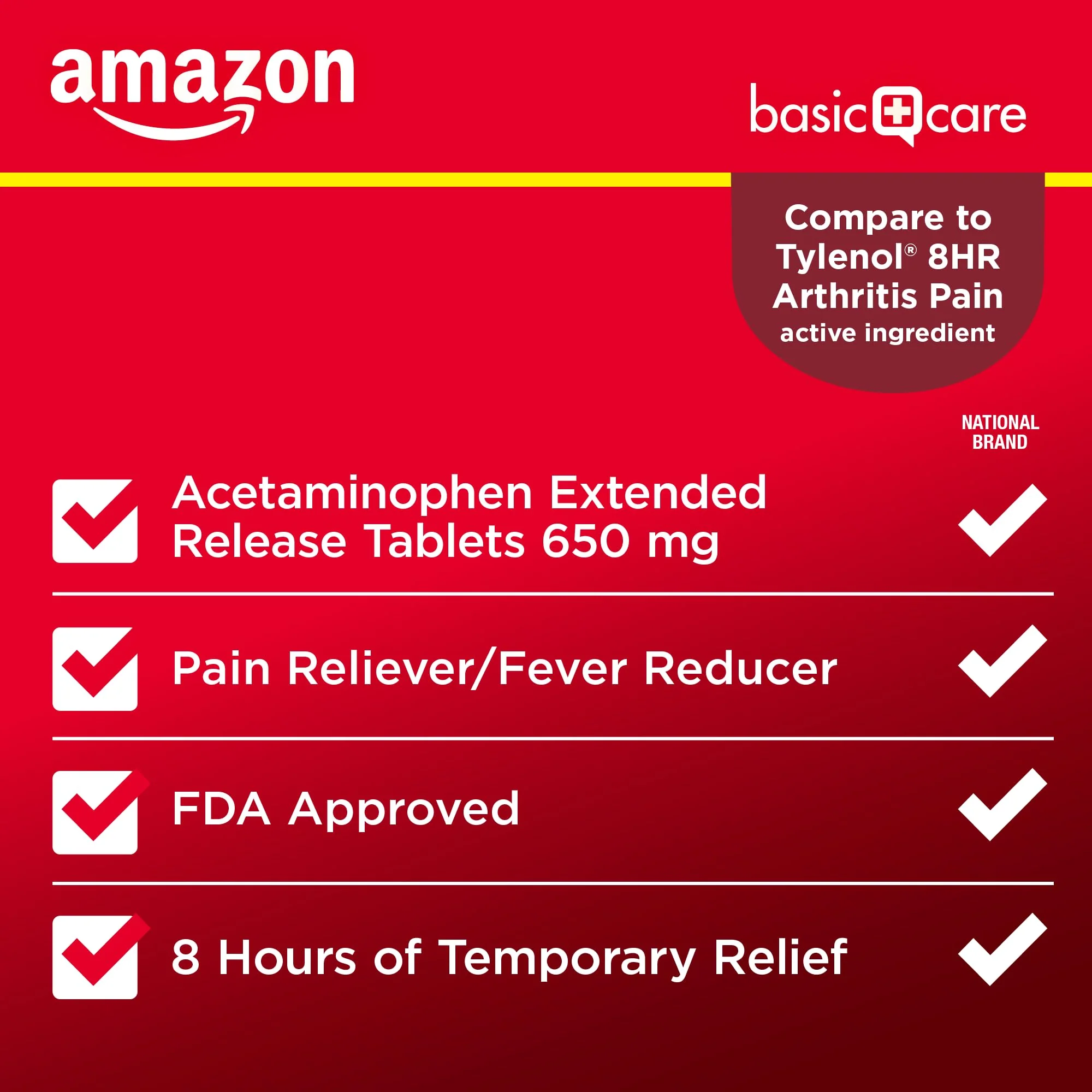 Amazon Basic Care Acetaminophen Extended-Release Tablets, 650 mg, Pain Reliever, Fever Reducer, Arthritis Pain, Headache, Backache, Menstrual Pain, 400 Count - Image 3