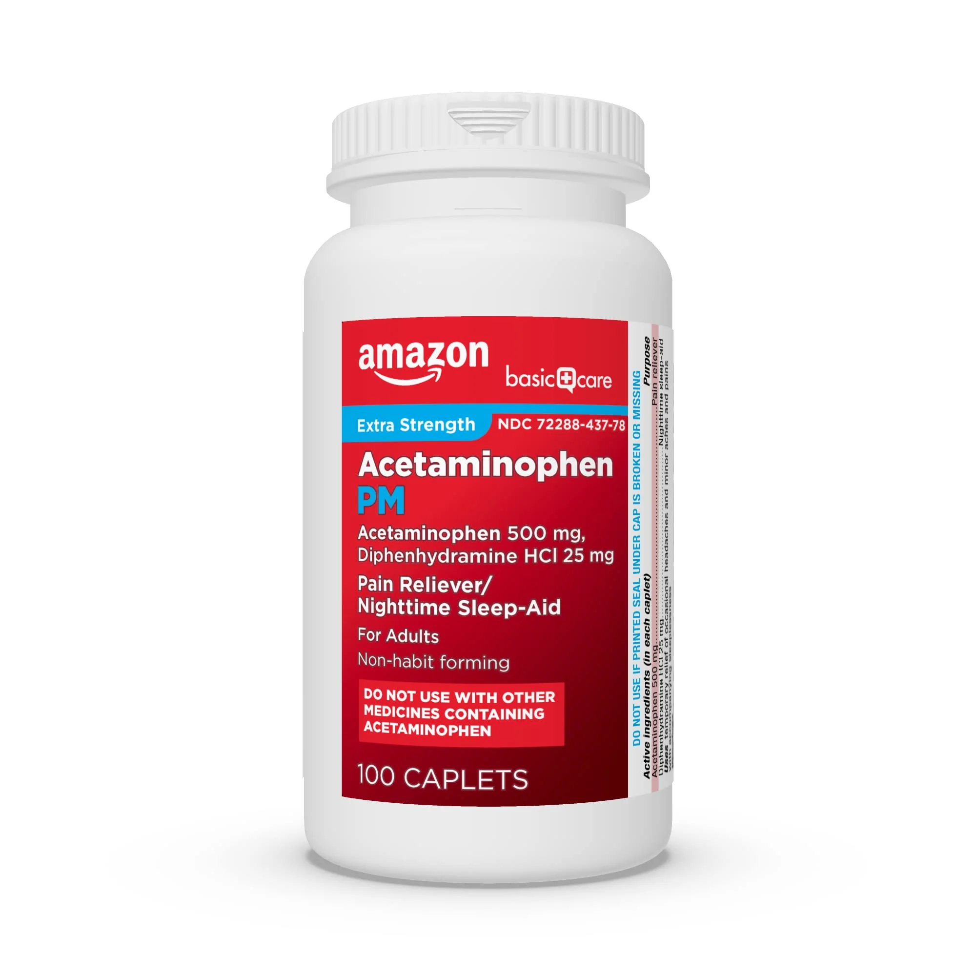 Amazon Basic Care Acetaminophen PM, Pain Reliever Plus Nighttime Sleep Aid, Blue, 100 Count (Pack of 3) - Image 8