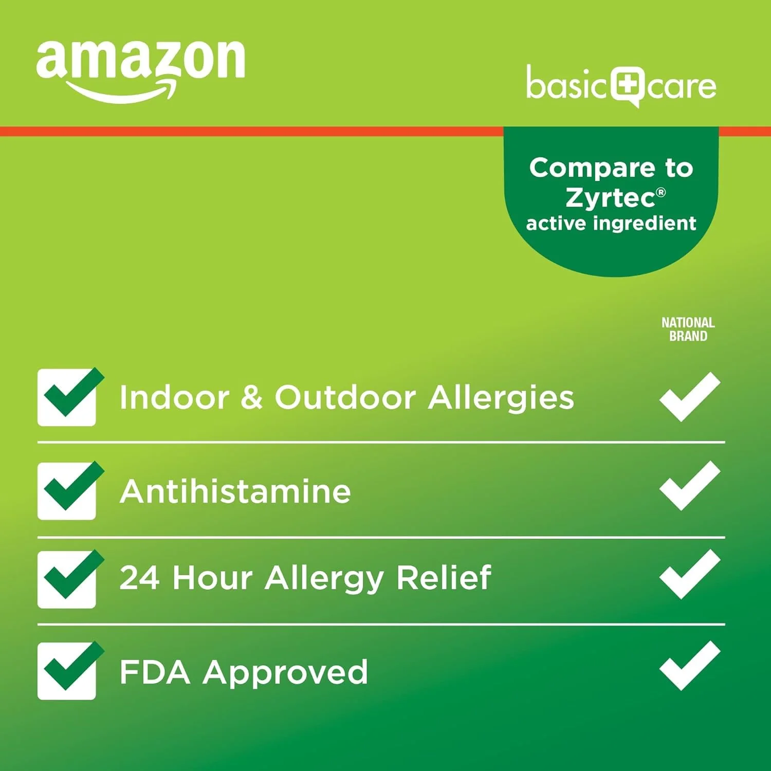 Amazon Basic Care All Day Allergy, Cetirizine Hydrochloride Tablets, 10 mg, 24-Hour Relief for Allergy, 300 Count (Packaging may vary) - Image 2
