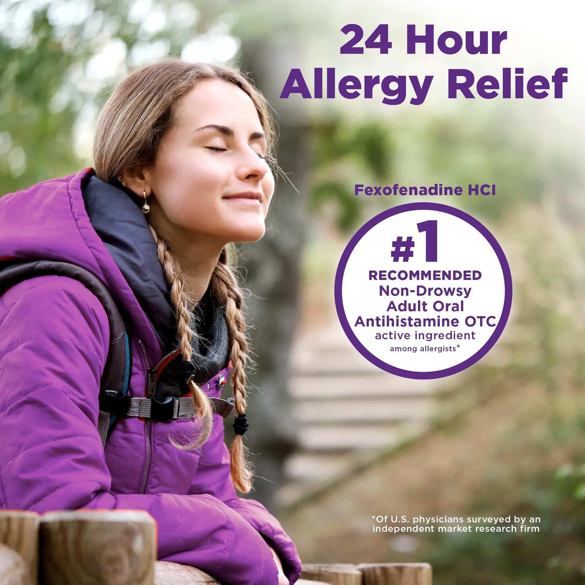 Amazon Basic Care All Day Allergy Relief, Fexofenadine Hydrochloride, 180 mg, Antihistamine, Non-Drowsy, 24-Hour Relief, Cool Mint Coated Tablets, 70 Count - Image 4
