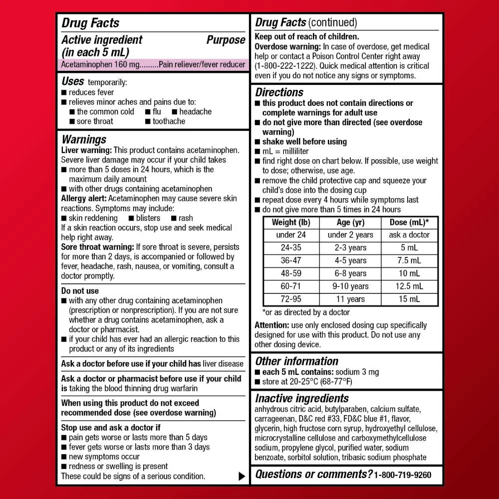 Amazon Basic Care Children's Acetaminophen 160 mg per 5 mL Oral Suspension, Grape Flavor, Pain Reliever and Fever Reducer for Headache, Sore Throat and Toothache, 4 fl oz (Pack of 2) - Image 5
