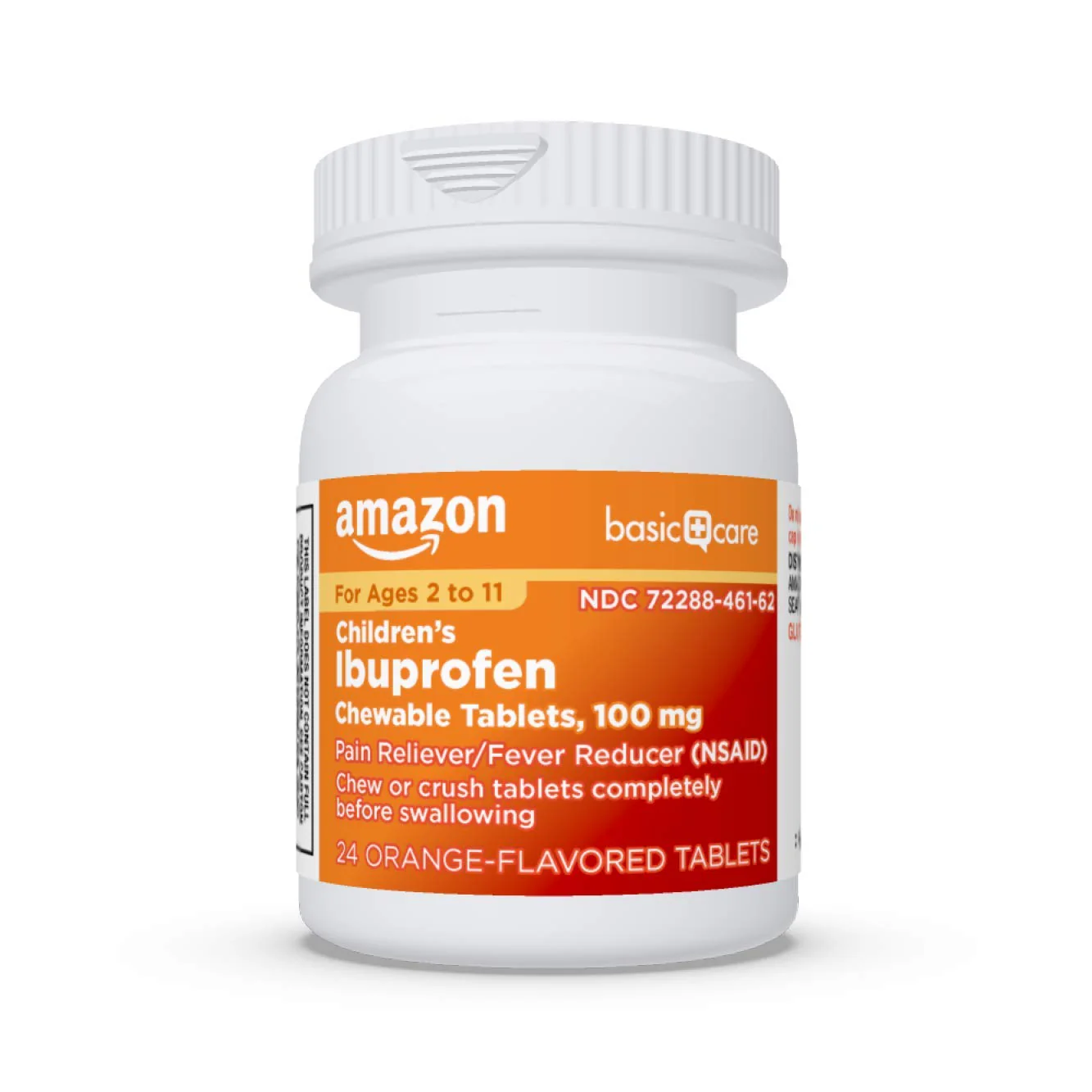 Amazon Basic Care Children's Ibuprofen Chewable Tablets 100 mg, Orange Flavor, Pain Reliever and Fever Reducer (NSAID), For Ages 2-11, 24 Count - Image 6