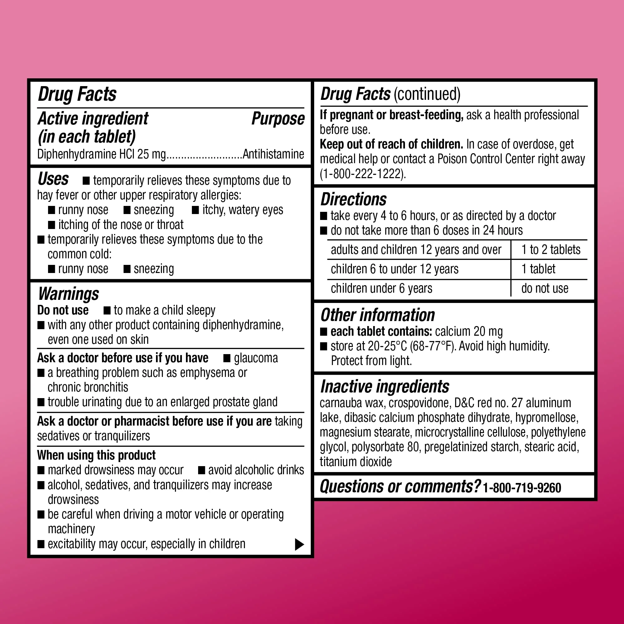 Amazon Basic Care Complete Allergy Relief, Diphenhydramine HCl 25 mg, Easy to Swallow Mini-Tabs, Relieves Sneezing, Itchy Eyes, Runny Nose, Itchy Throat, 400 Count - Image 4