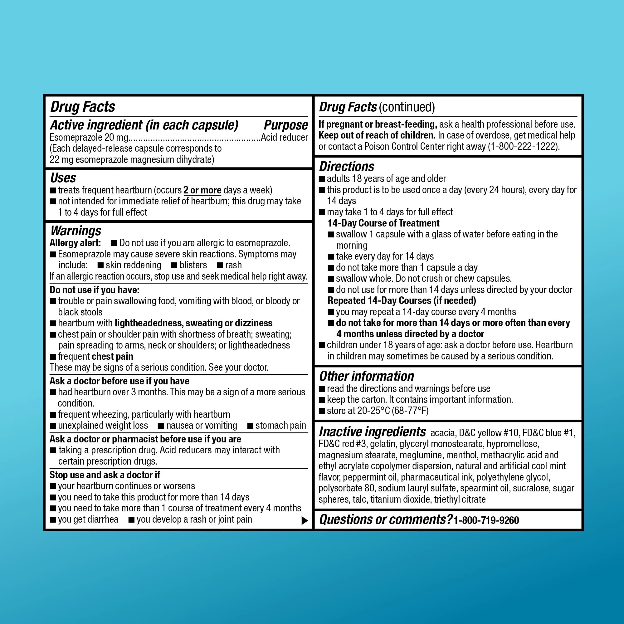 Amazon Basic Care Esomeprazole Magnesium Delayed-Release Capsules 20 mg, Acid Reducer, Treats Frequent Heartburn, Cool Mint Flavor, 24 Hour Heartburn Medicine, 14 Count - Image 5