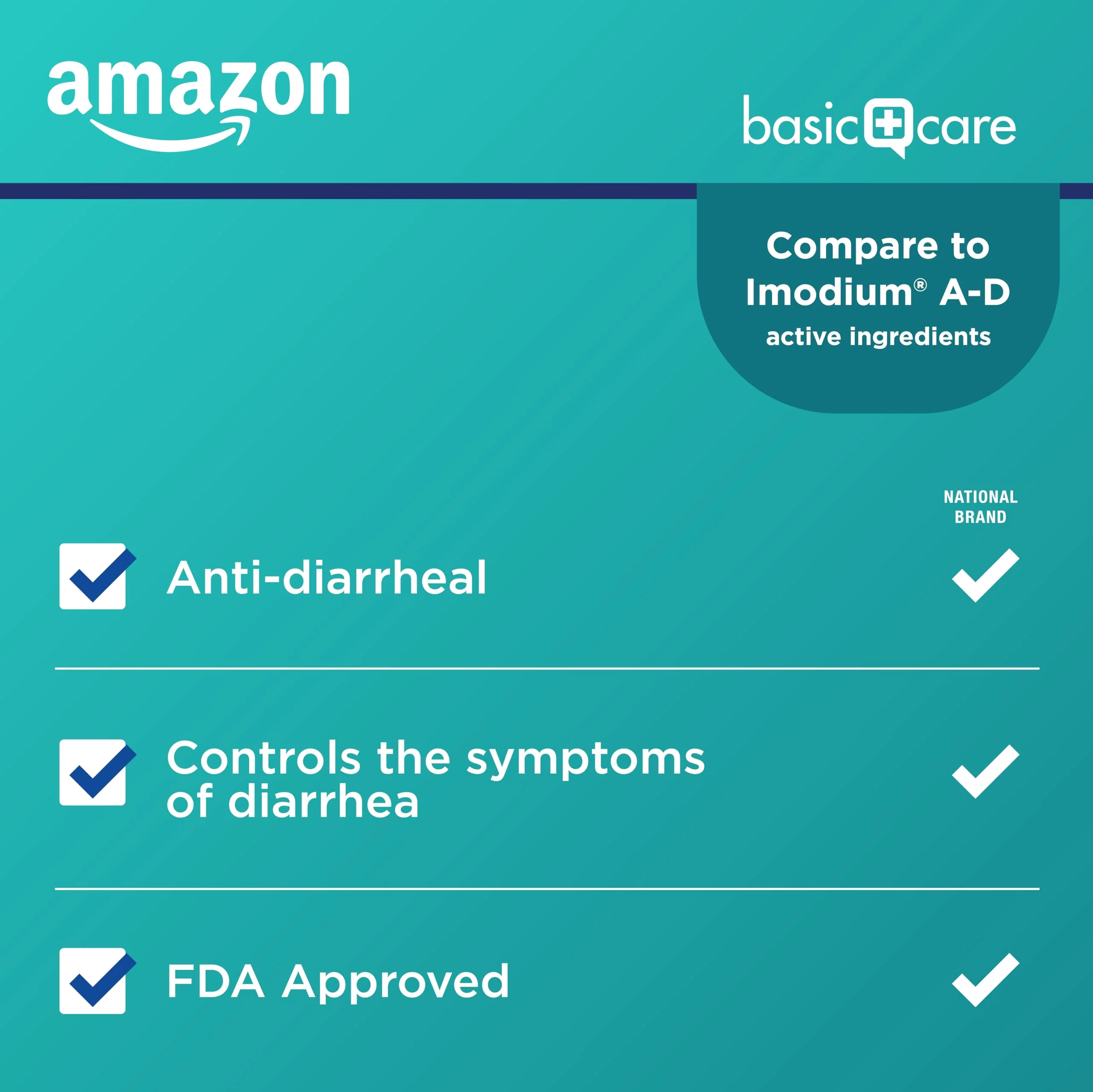 Amazon Basic Care Loperamide Hydrochloride Tablets, 2 mg, Anti-Diarrheal, 24 Count (Pack of 1) - Image 2