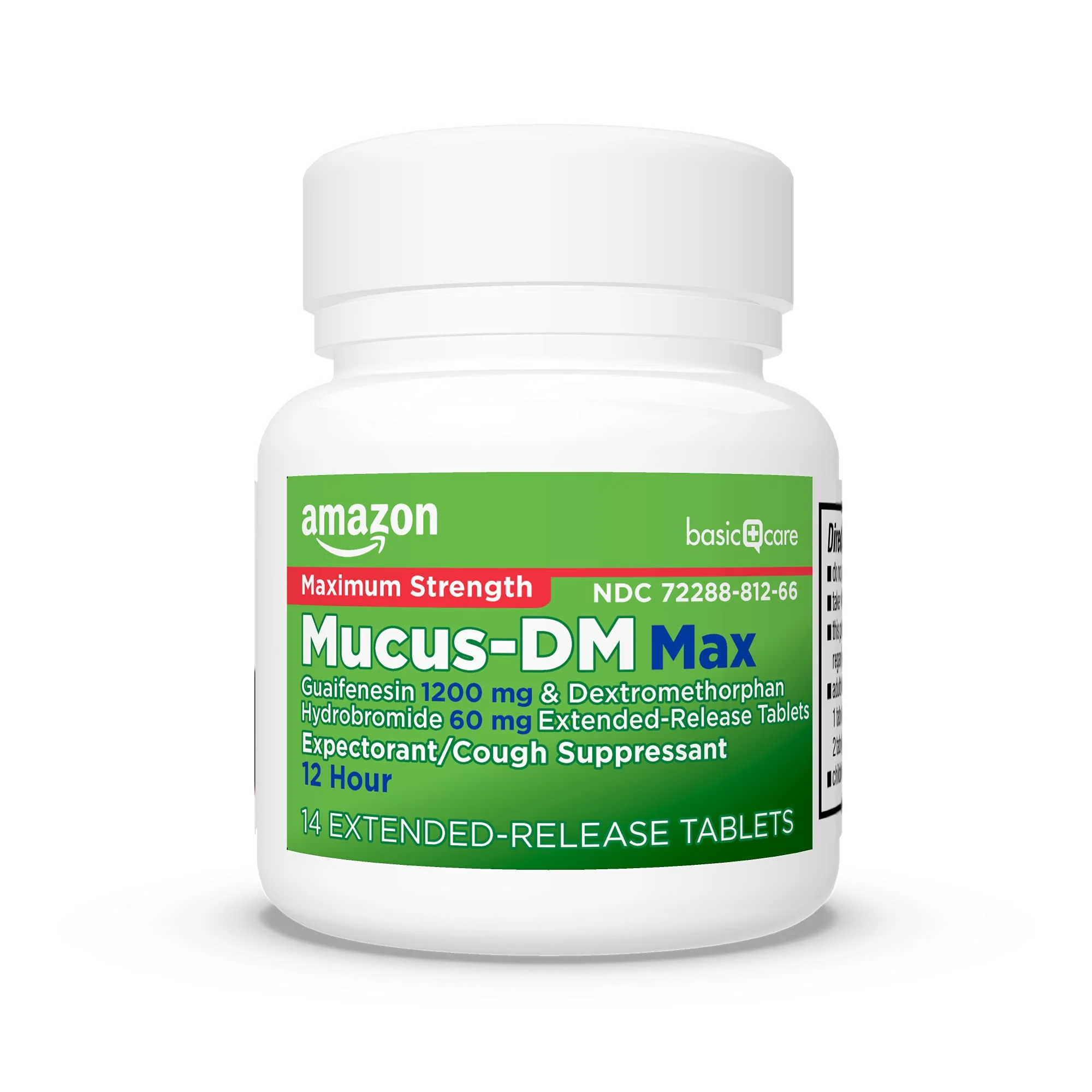 Amazon Basic Care Maximum Strength Mucus DM, Expectorant and Cough Suppressant, Chest Congestion Relief, 12 Hour, 14 Tablets (Pack of 2) - Image 6