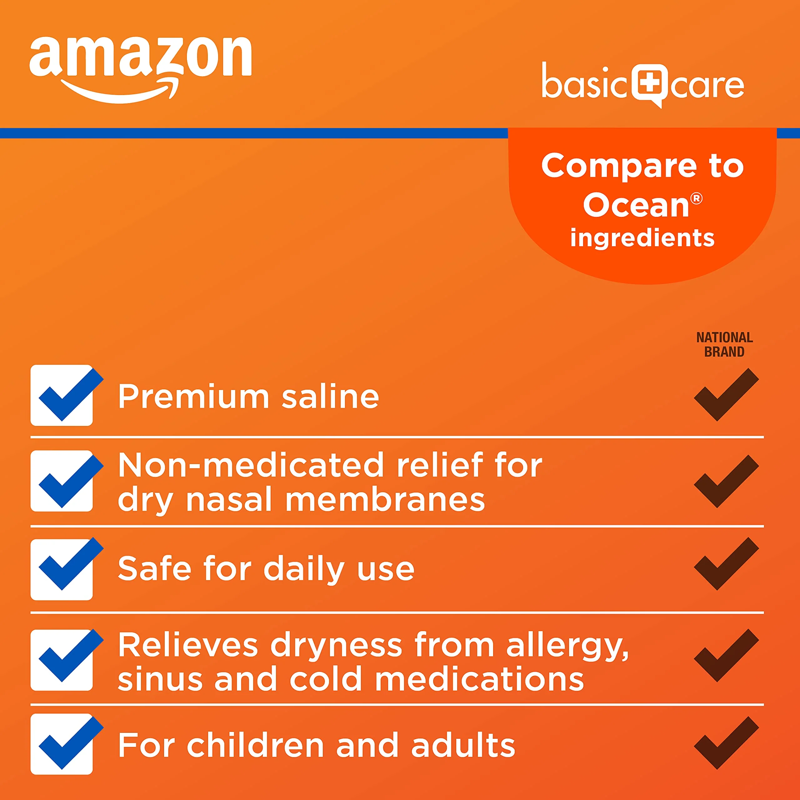 Amazon Basic Care Premium Saline Nasal Moisturizing Spray for Allergy Relief, Non-Medicated Relief for Dry Nose, 1.5 fl oz (1-Pack), Clear - Image 3