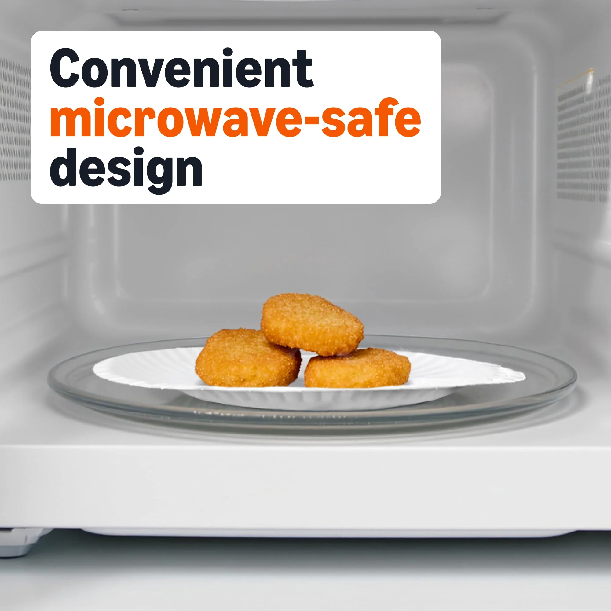 Amazon Basics 9" Uncoated White Paper Plates, Microwave Safe, 100 Count - Image 2