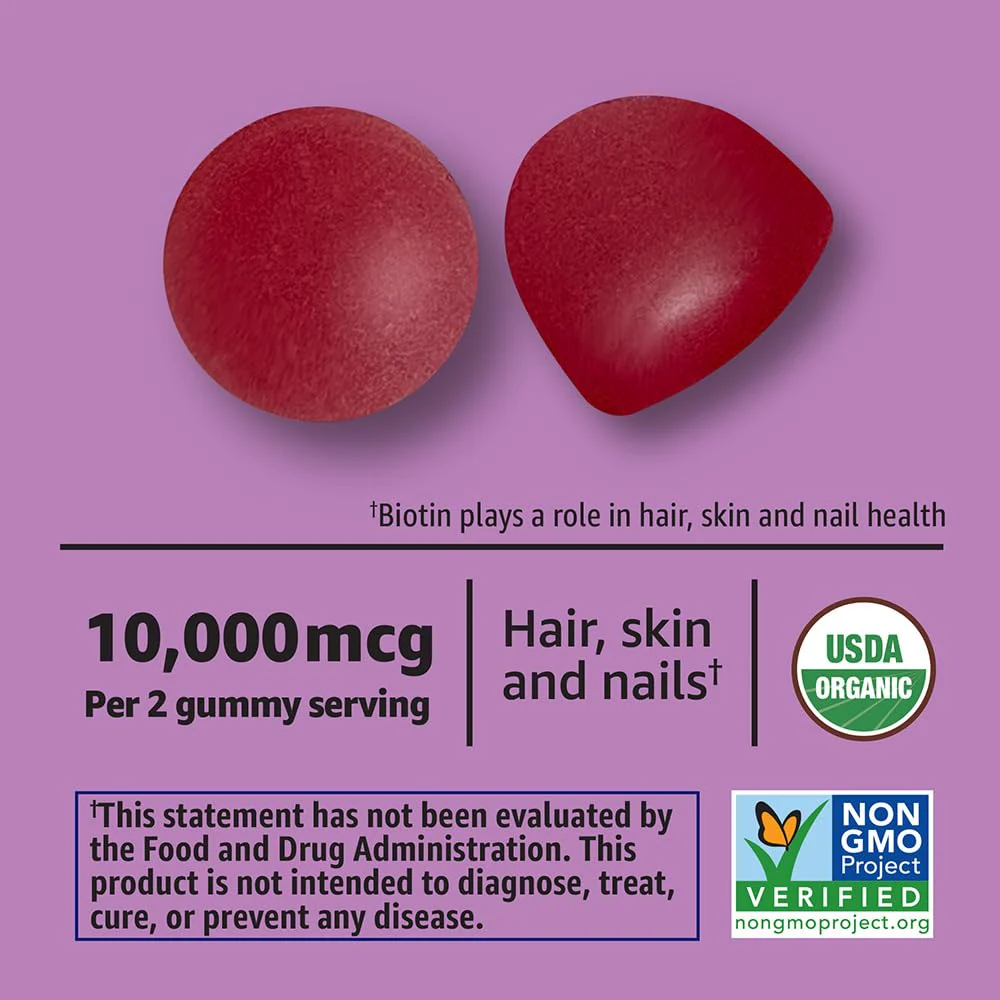 Amazon Basics Biotin 10,000mcg Gummy, 90 Count - Image 6