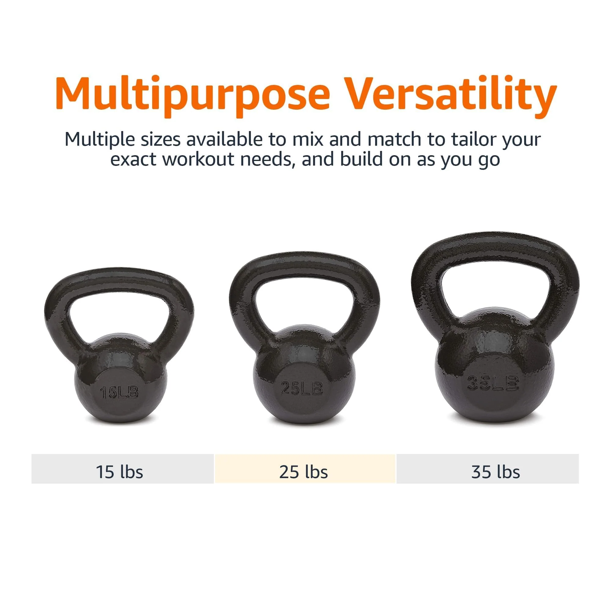 Amazon Basics Cast Iron Kettlebell, 15 Pounds, Black - Image 5