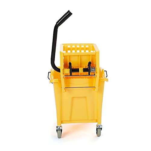 Amazon Basics Commercial Side Press Wringer Floor Cleaning Mop Bucket on Wheels, 35-Quart, Yellow - Image 8