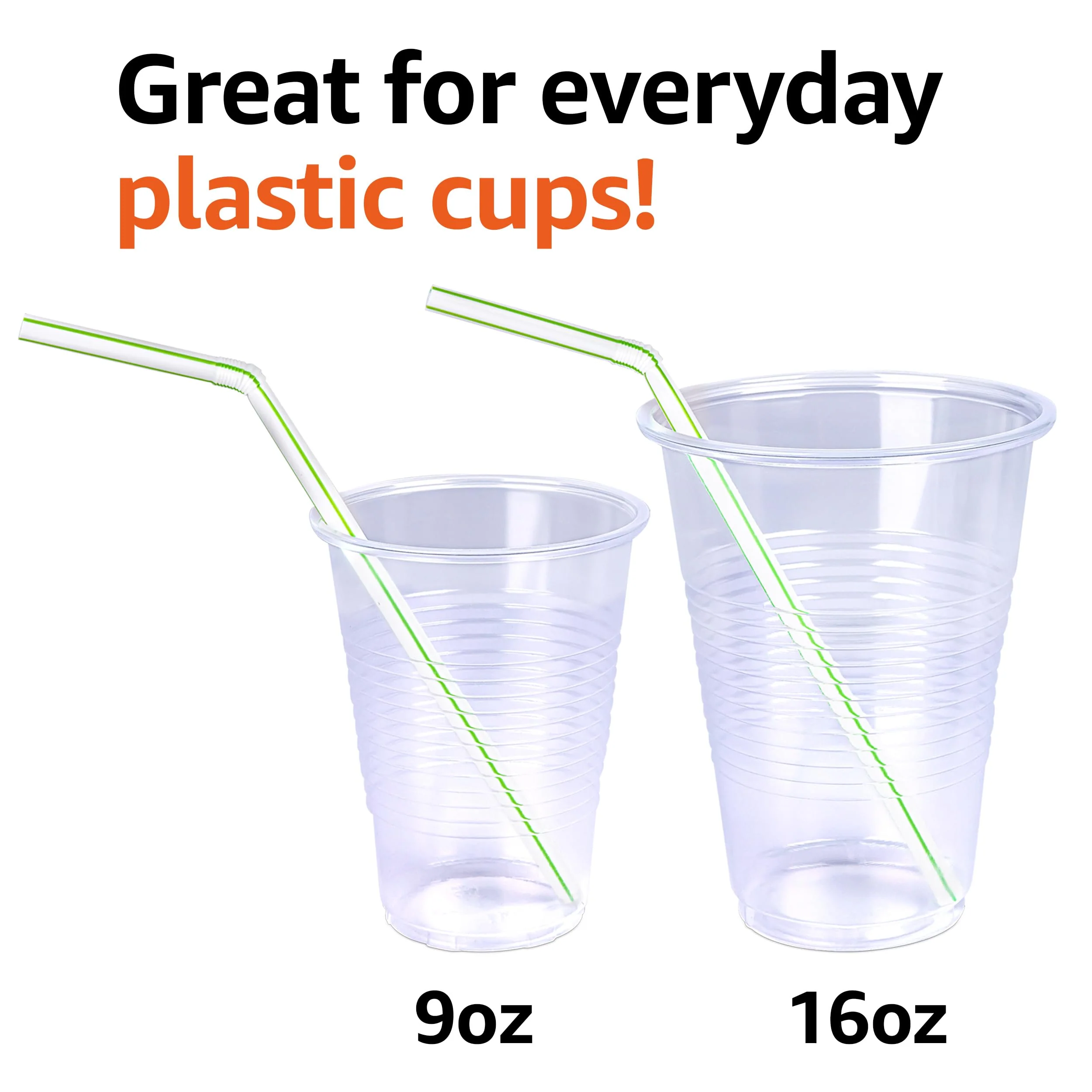 Amazon Basics Disposable Striped Plastic Flex Straws, 7.5" Long, Assorted Colors, 100 Count, Large Pack (Pack of 3) - Image 4