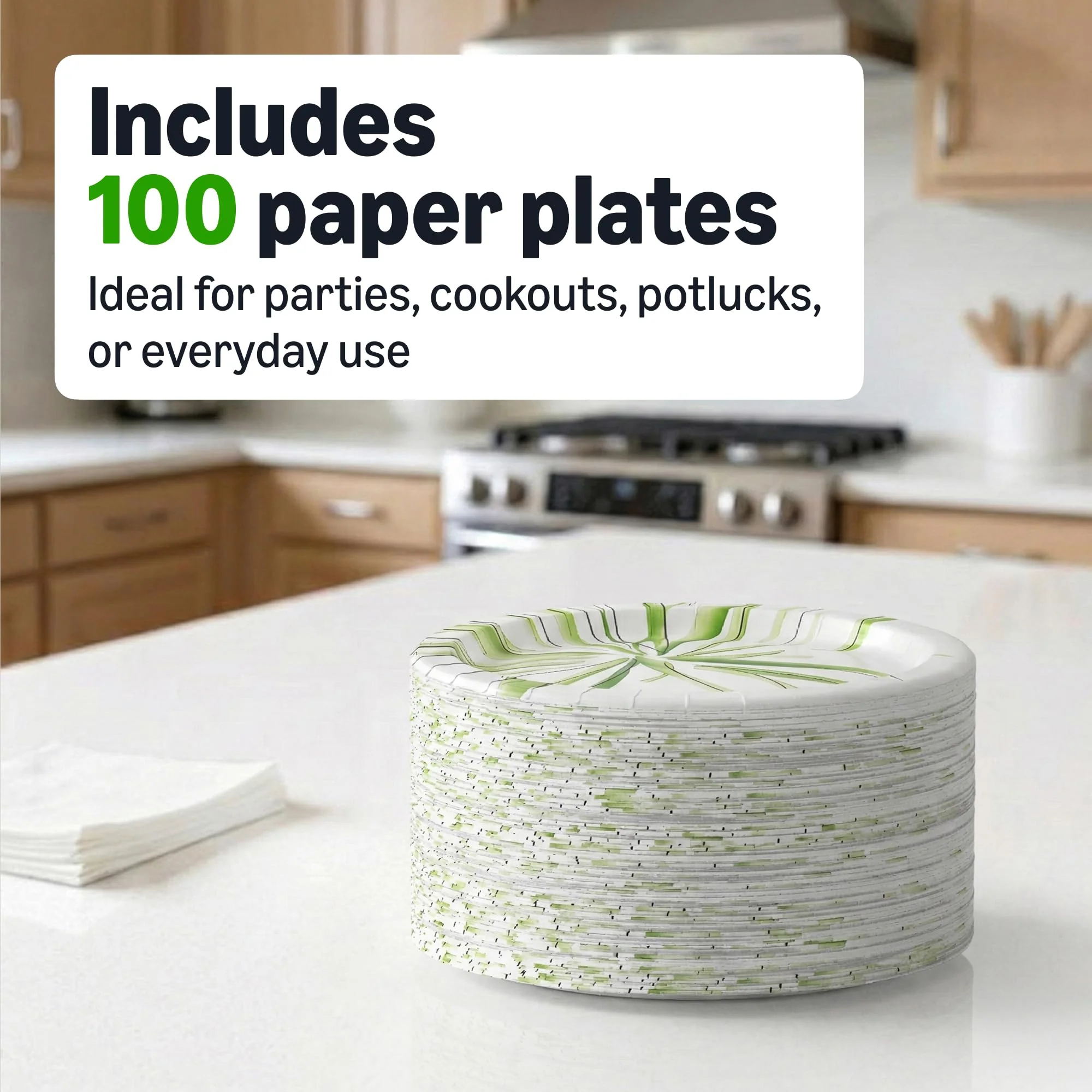 Amazon Basics Everyday Disposable Paper Plates, 8.62 Inch, Microwave-Safe, Cut Resistant, Soak-Proof, 100 Count, Packaging May Vary - Image 5