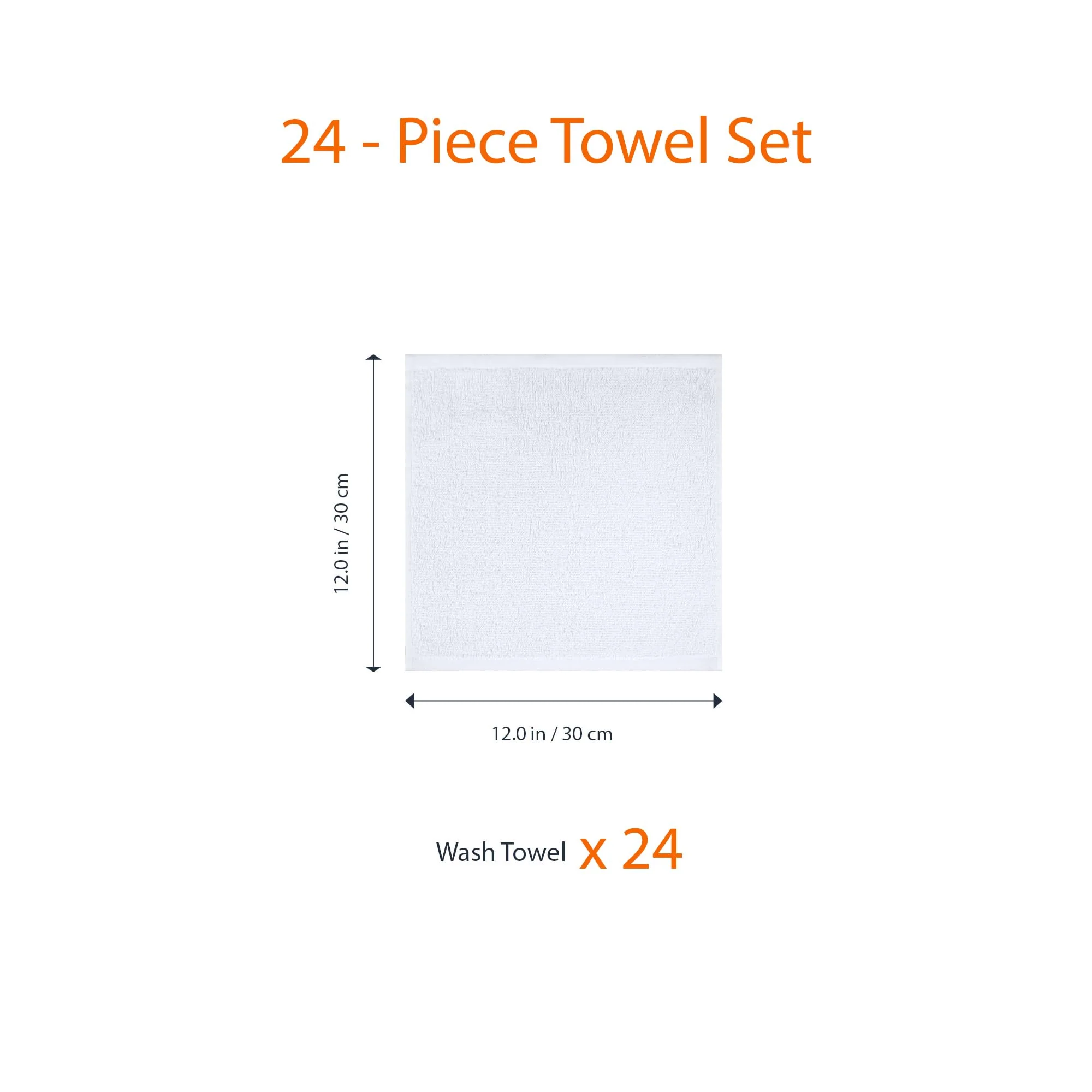 Amazon Basics Face Towel Set for bathroom, 100% Cotton Extra Absorbent Fast Drying Face Cloths 30 x 30 cm, White, 24-Pack - Image 3