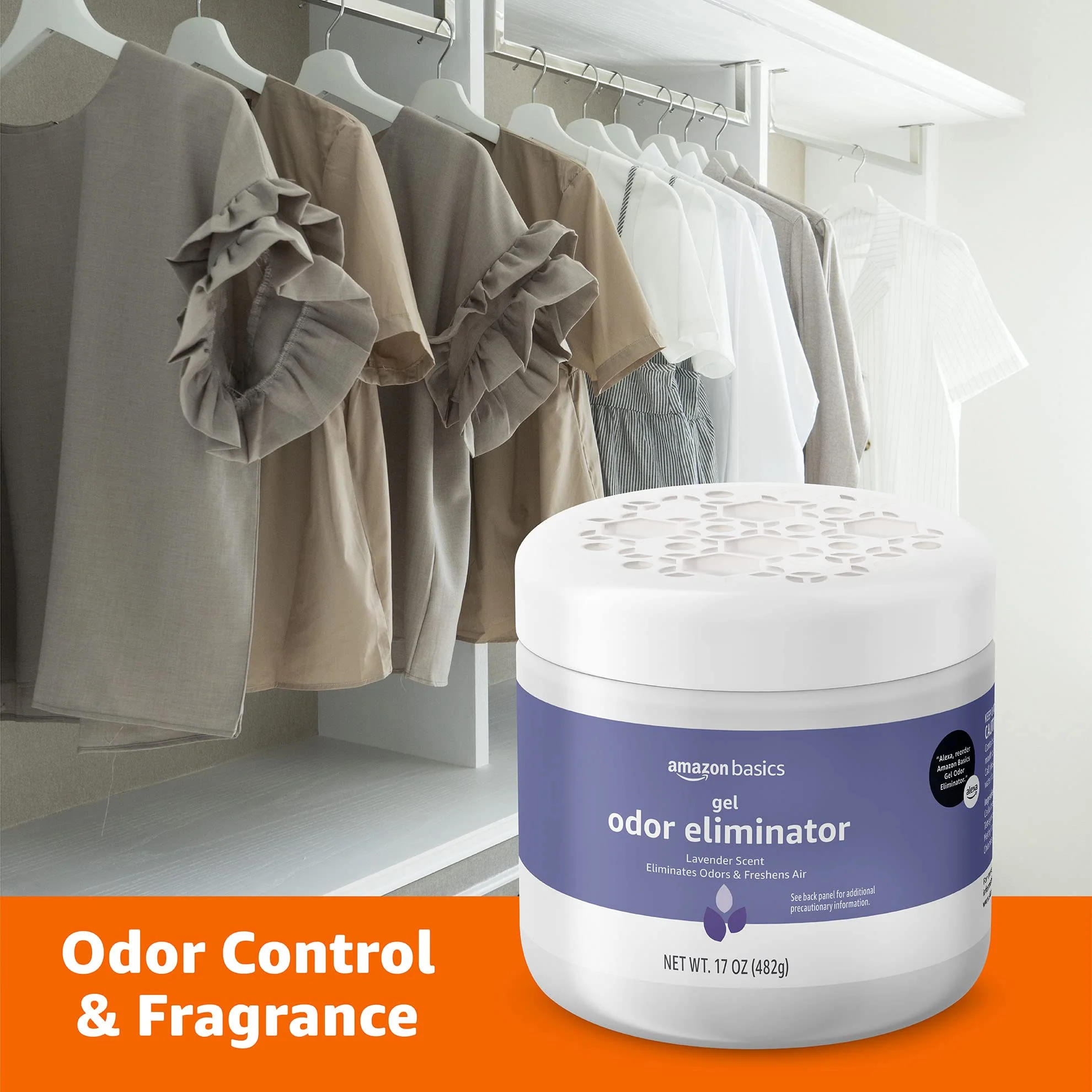 Amazon Basics Gel Odor Eliminator, Activated Charcoal, Lavender Scent, 17 Oz, 1-Pack - Image 2