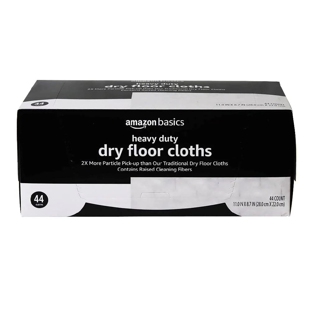 Amazon Basics Heavy Duty Dry Sweeping Cloths to Clean Dust, Dirt, Pet Hair, Fits Swiffer Sweeper Mop Heads, 44 Count (Pack of 1)