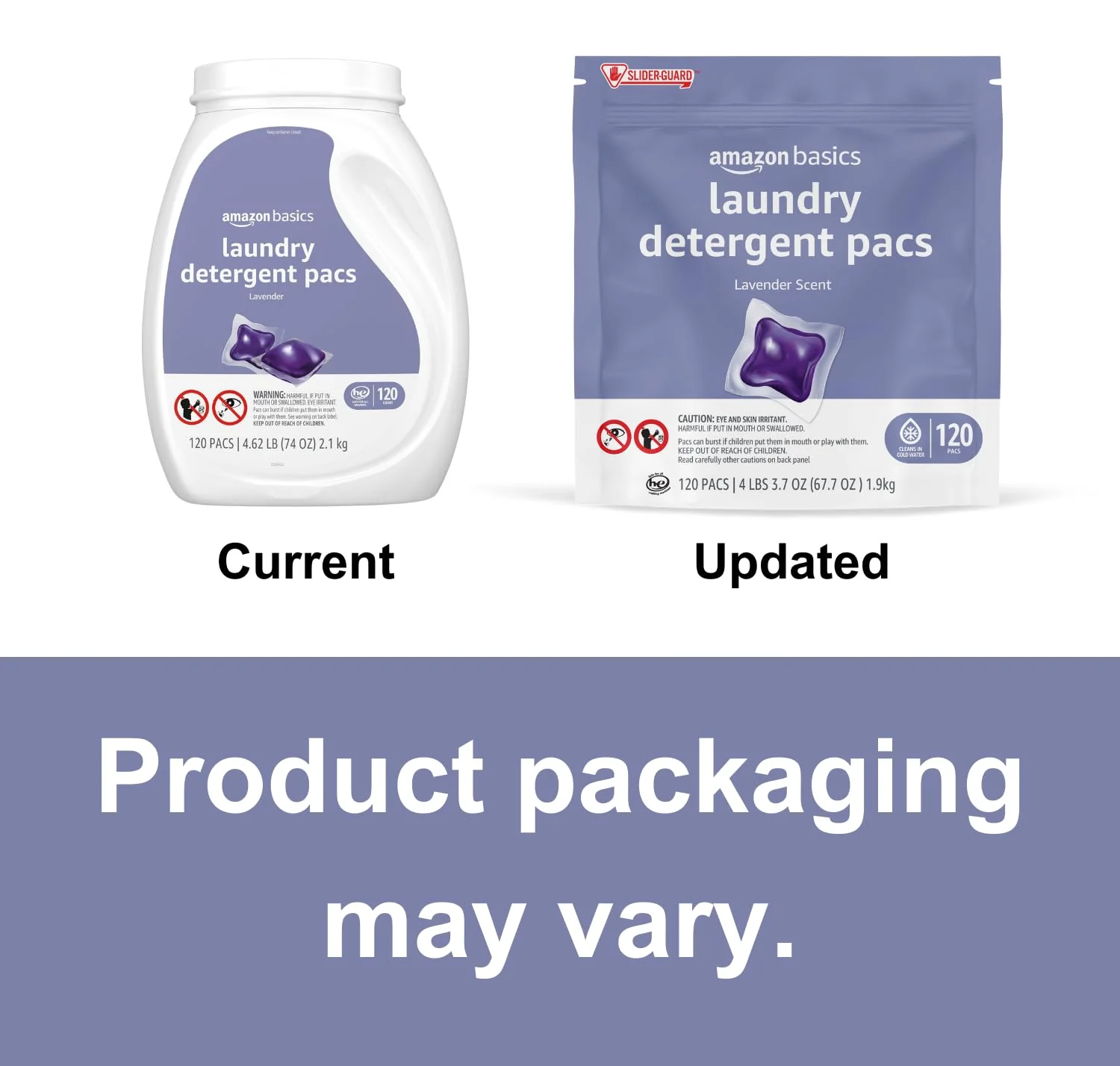 Amazon Basics Laundry Detergent Pods, 120 Pacs for 120 Medium Loads, Lavender Scent, (Previously Solimo) (Pack of 2) - Image 2