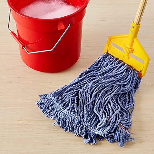 Amazon Basics Loop-End Synthetic Mop Head, 5-Inch Headband, Large, Machine Washable, Blue, 6-Pack - Image 2