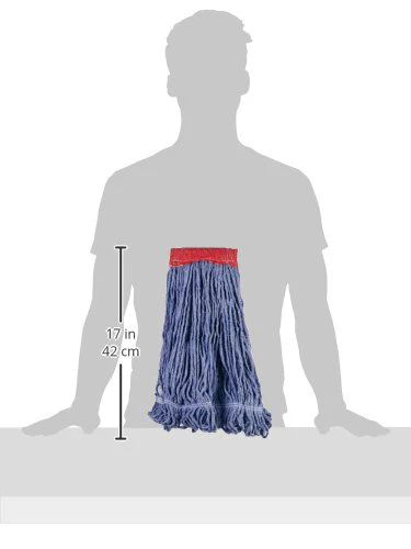 Amazon Basics Loop-End Synthetic Mop Head, 5-Inch Headband, Large, Machine Washable, Blue, 6-Pack - Image 3