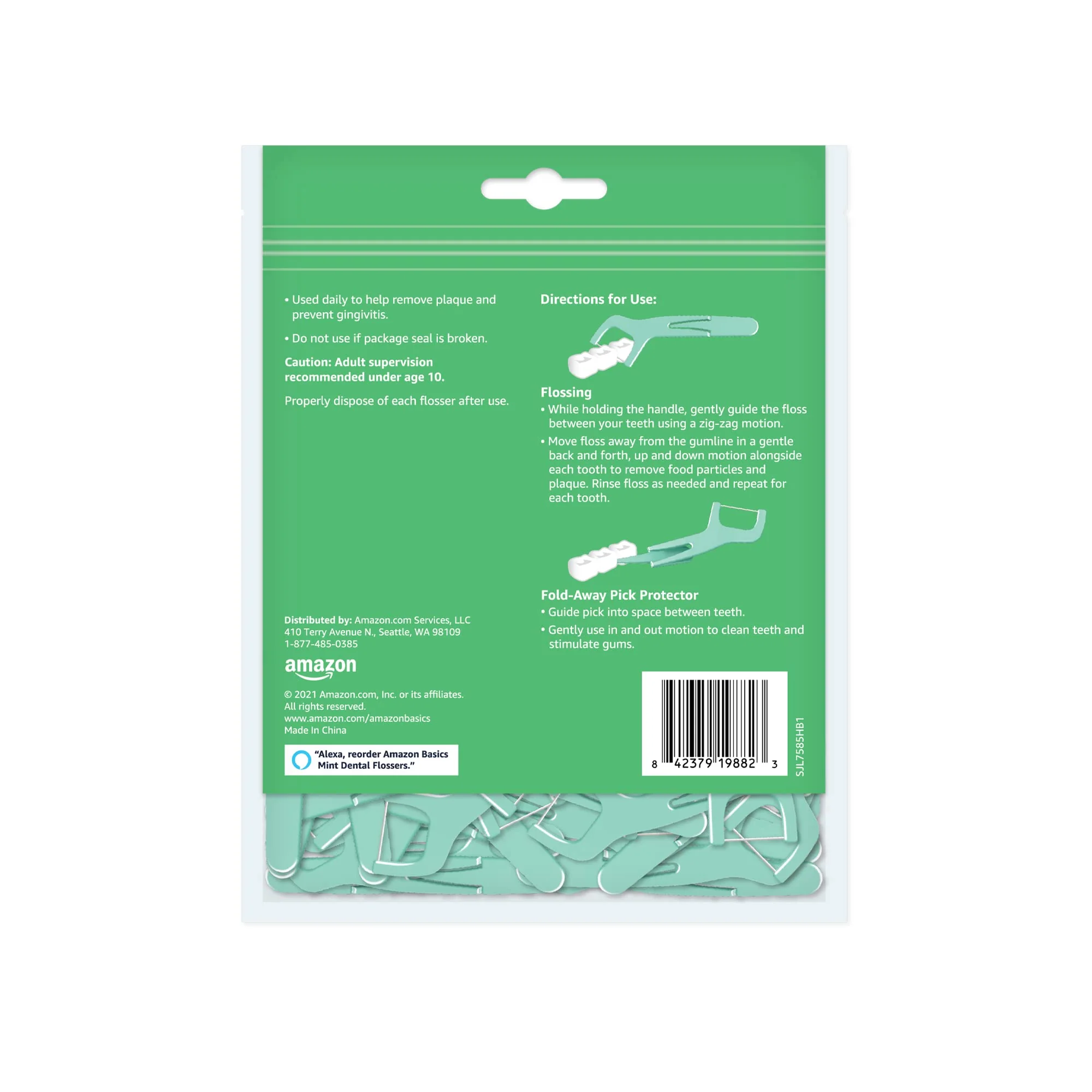 Amazon Basics Mint Dental Flosses, 540 Count, 6 Packs of 90 - Image 2