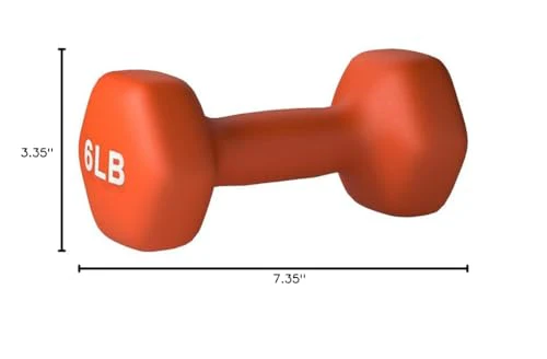 Amazon Basics Neoprene Dumbbell Hand Weights, 6 Pounds, Pair, Orange - Image 4