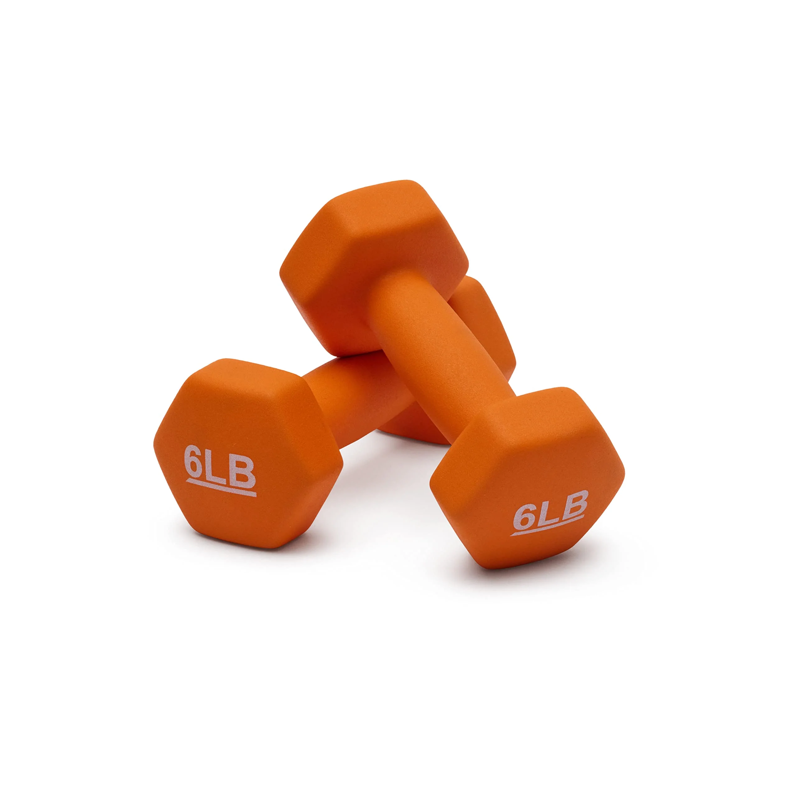 Amazon Basics Neoprene Dumbbell Hand Weights, 6 Pounds, Pair, Orange - Image 6