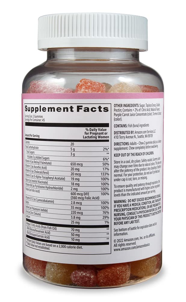 Amazon Basics Prenatal & DHA Gummy, Rasberry & Lemon Flavor, 90 Count (Previously Solimo) - Image 2