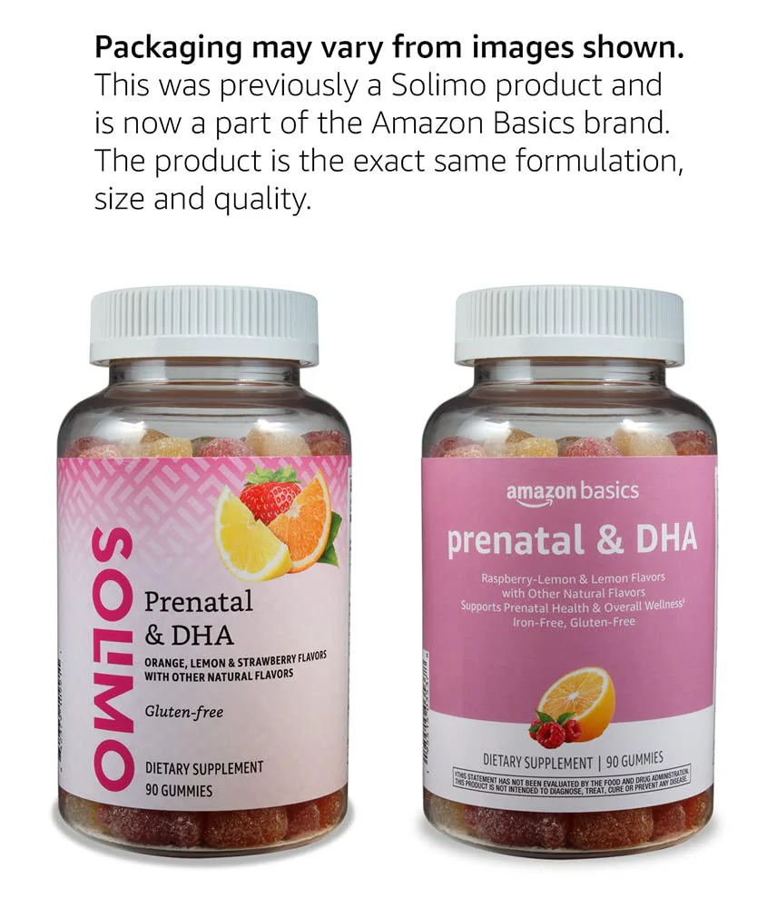 Amazon Basics Prenatal & DHA Gummy, Rasberry & Lemon Flavor, 90 Count (Previously Solimo) - Image 4