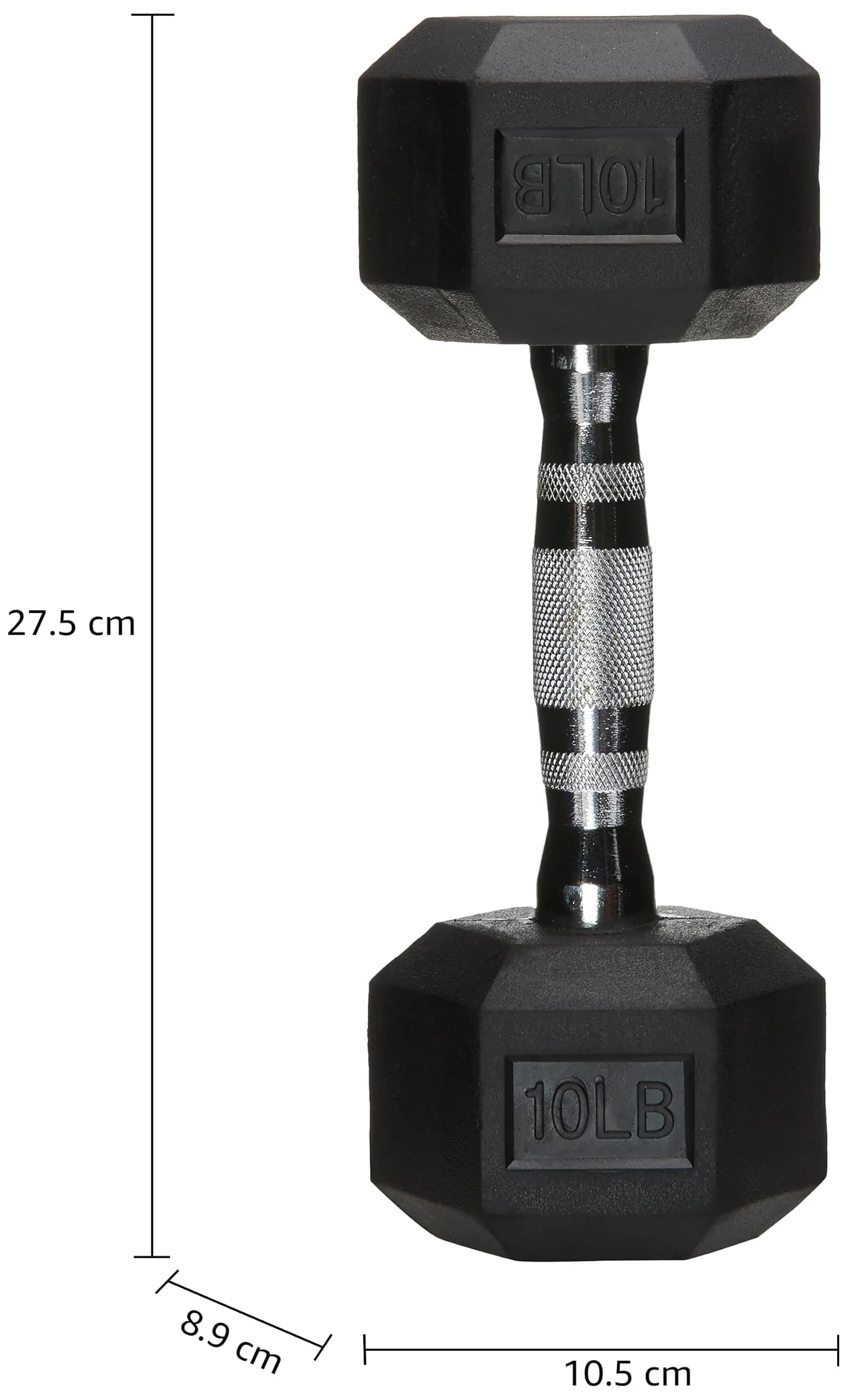 Amazon Basics Rubber Hex Dumbbell Hand Weight, 10 Pounds, Single, Black - Image 6