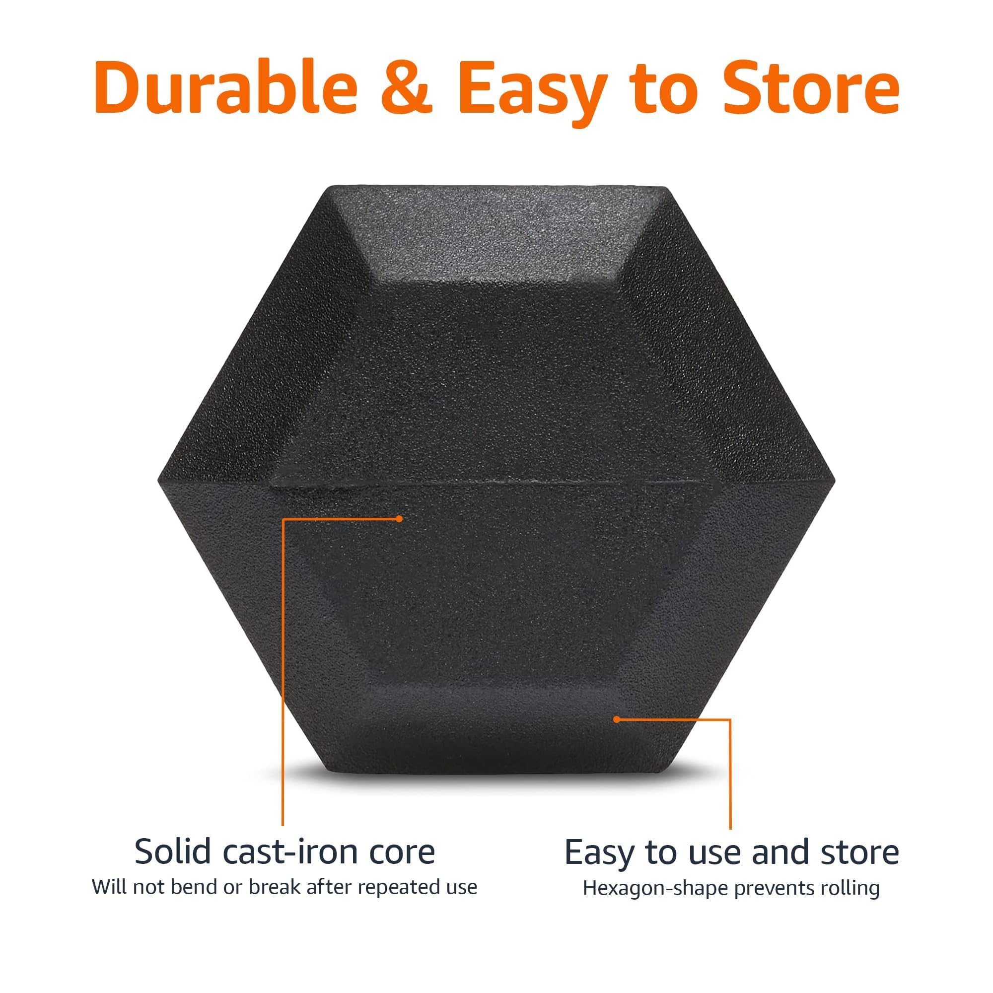 Amazon Basics Rubber Hex Dumbbell Hand Weight, 10 Pounds, Single, Black - Image 8