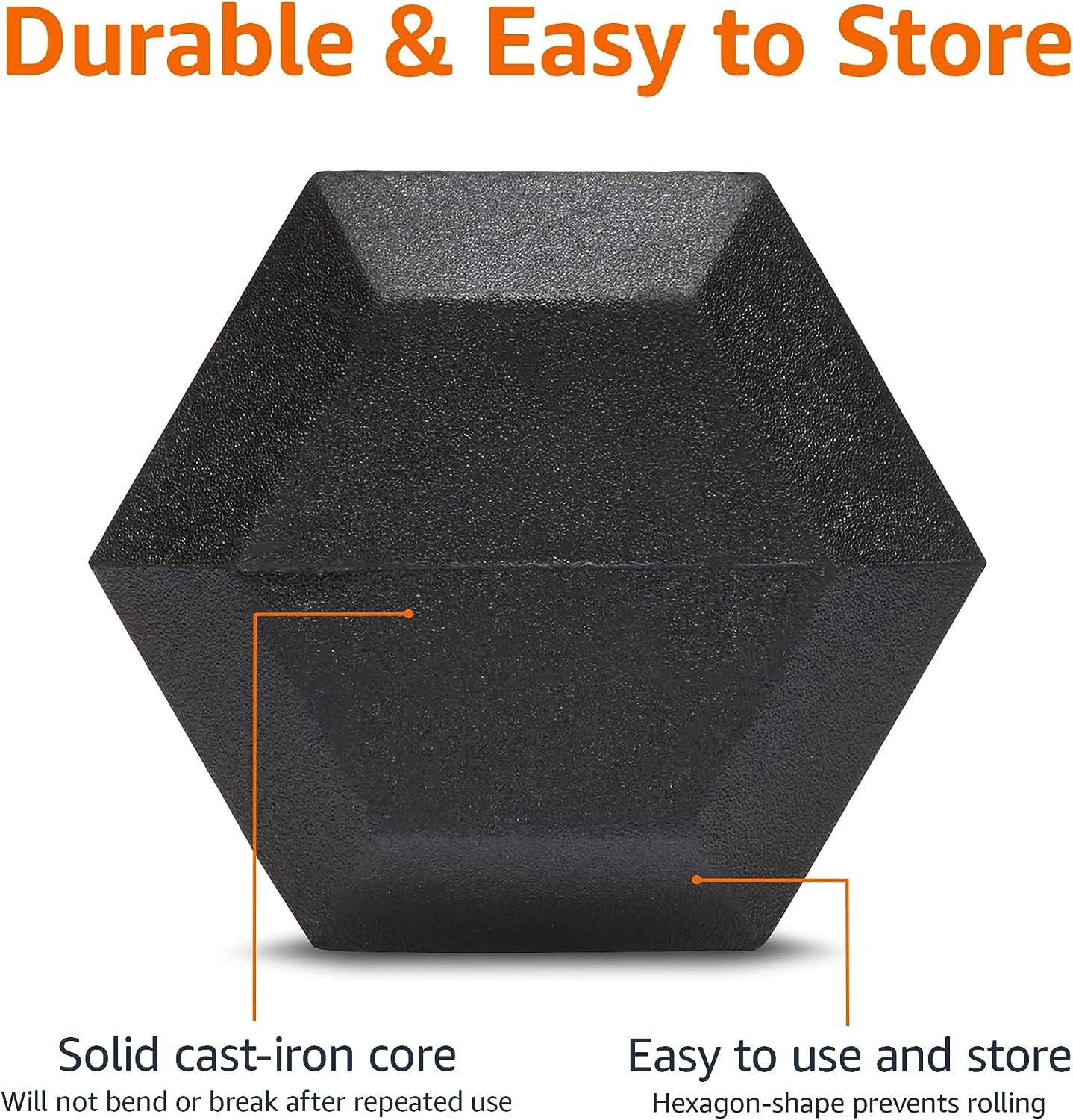 Amazon Basics Rubber Hex Dumbbell Hand Weight, 15 Pounds, Single - Image 7