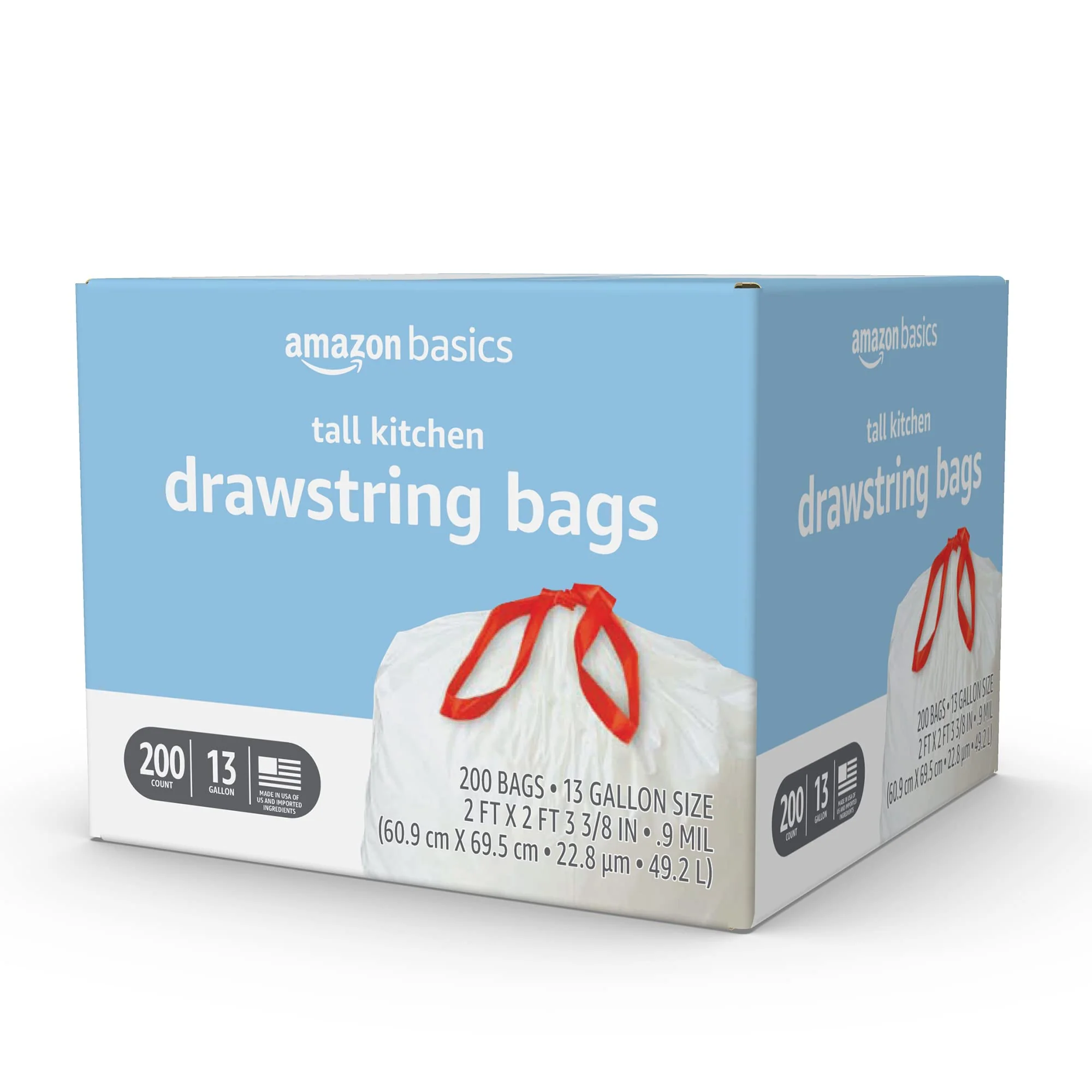Amazon Basics Scented Trash Bags, Tall Kitchen Drawstring, Clean Fresh Scent, 13 Gallon, 200 Count, Pack of 1 - Image 4