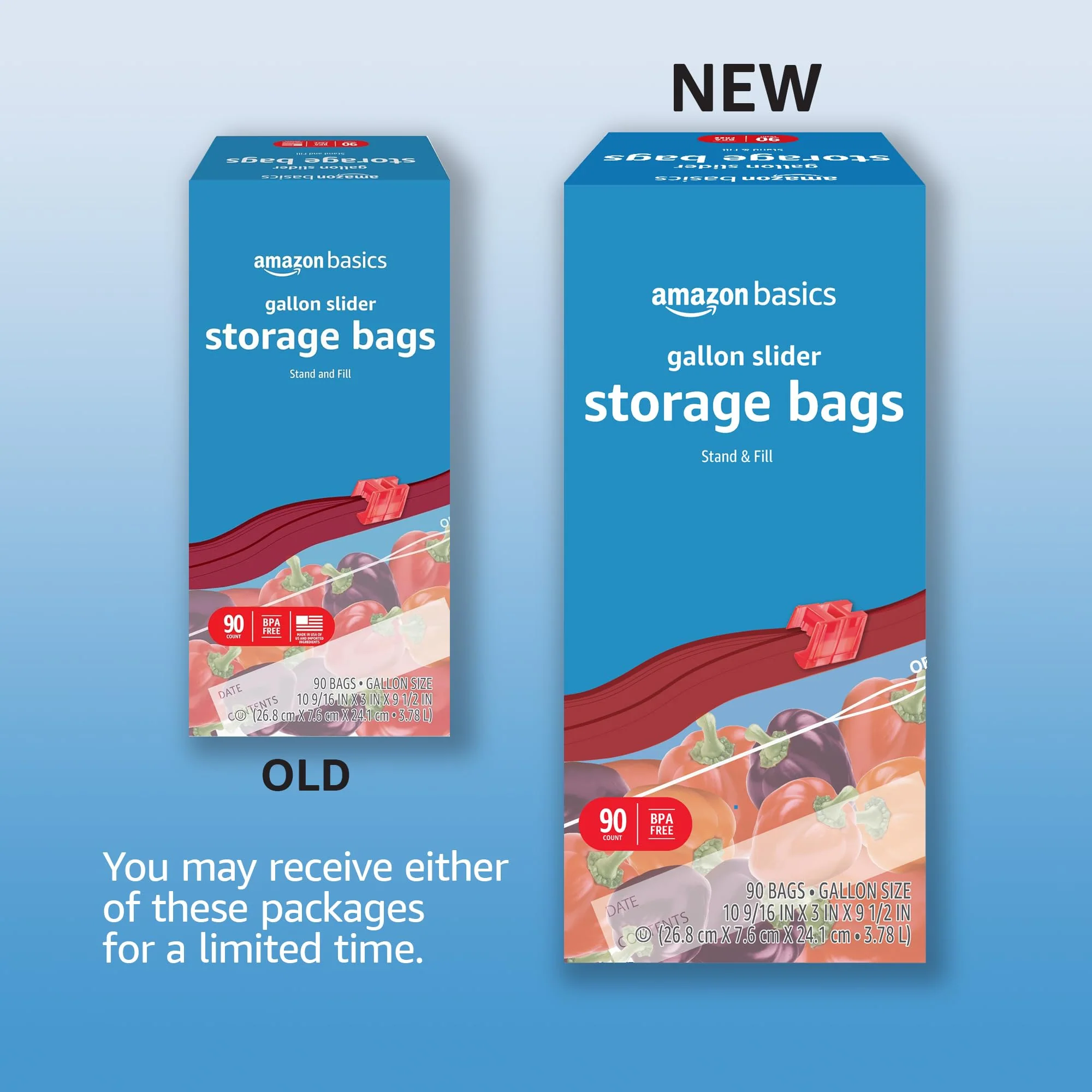 Amazon Basics Slider Gallon Food Storage Bags, BPA Free, Stand-Up Bottom, Easy to Fill, 90 Count - Image 2